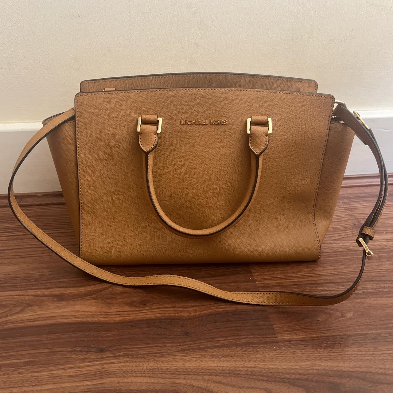 Caramel Brown Vintage Michael Kors Satchel Bag Selma. Depop