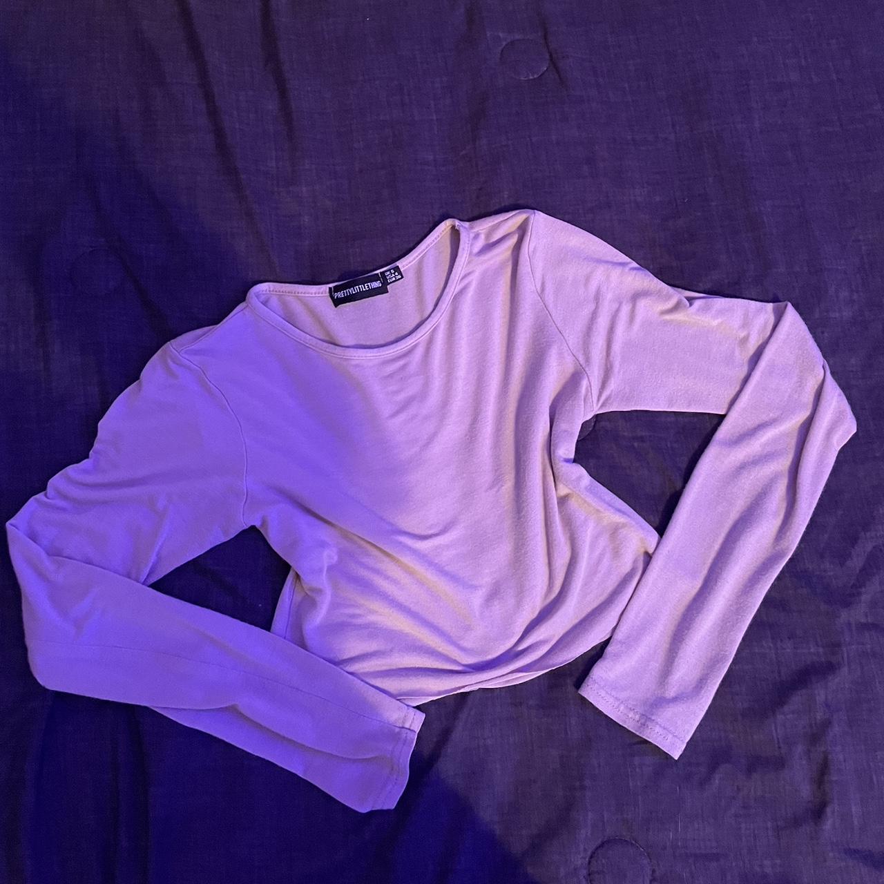 prettylittlething cropped fitted long sleeve beige... Depop