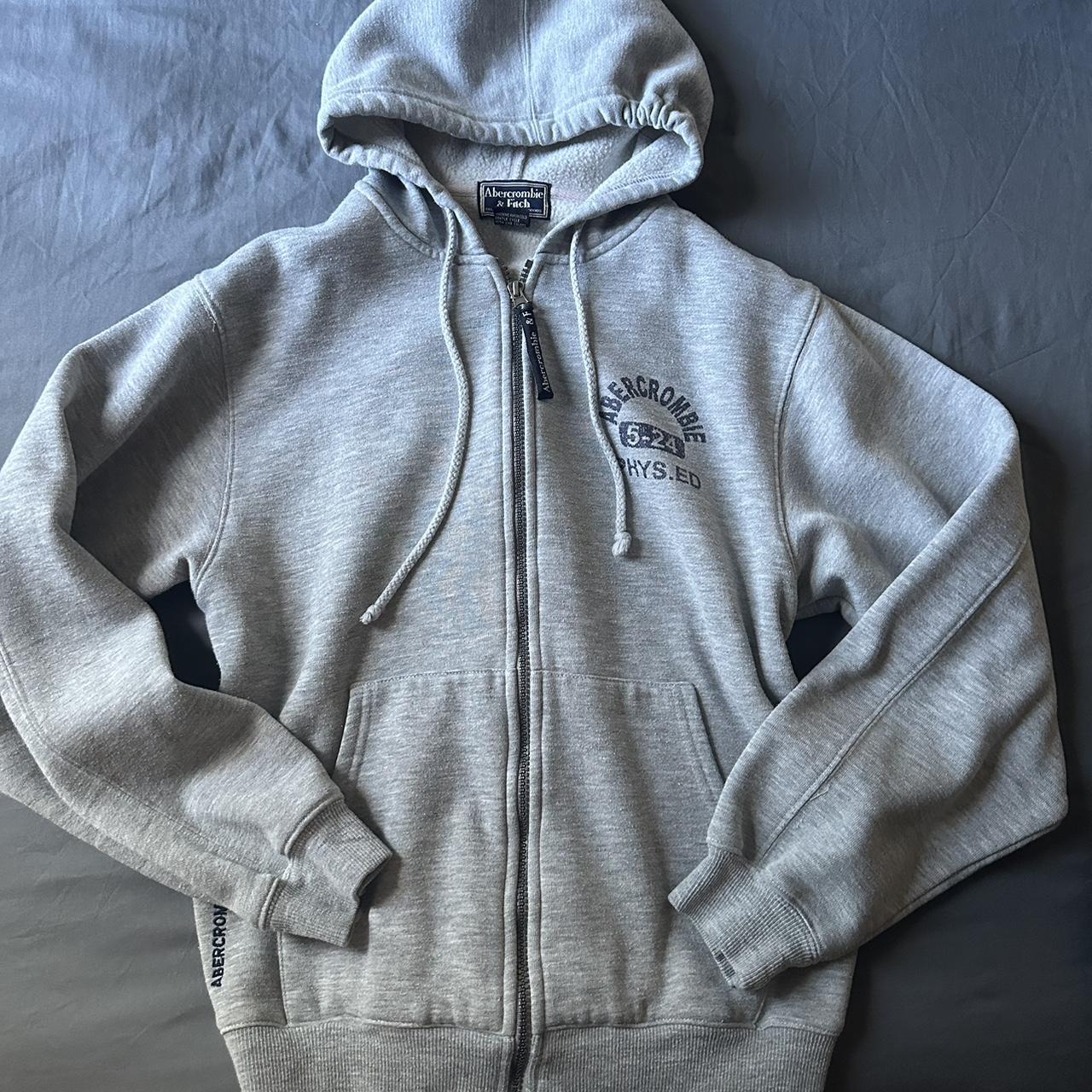 grey abercrombie and fitch zip up jacket Depop