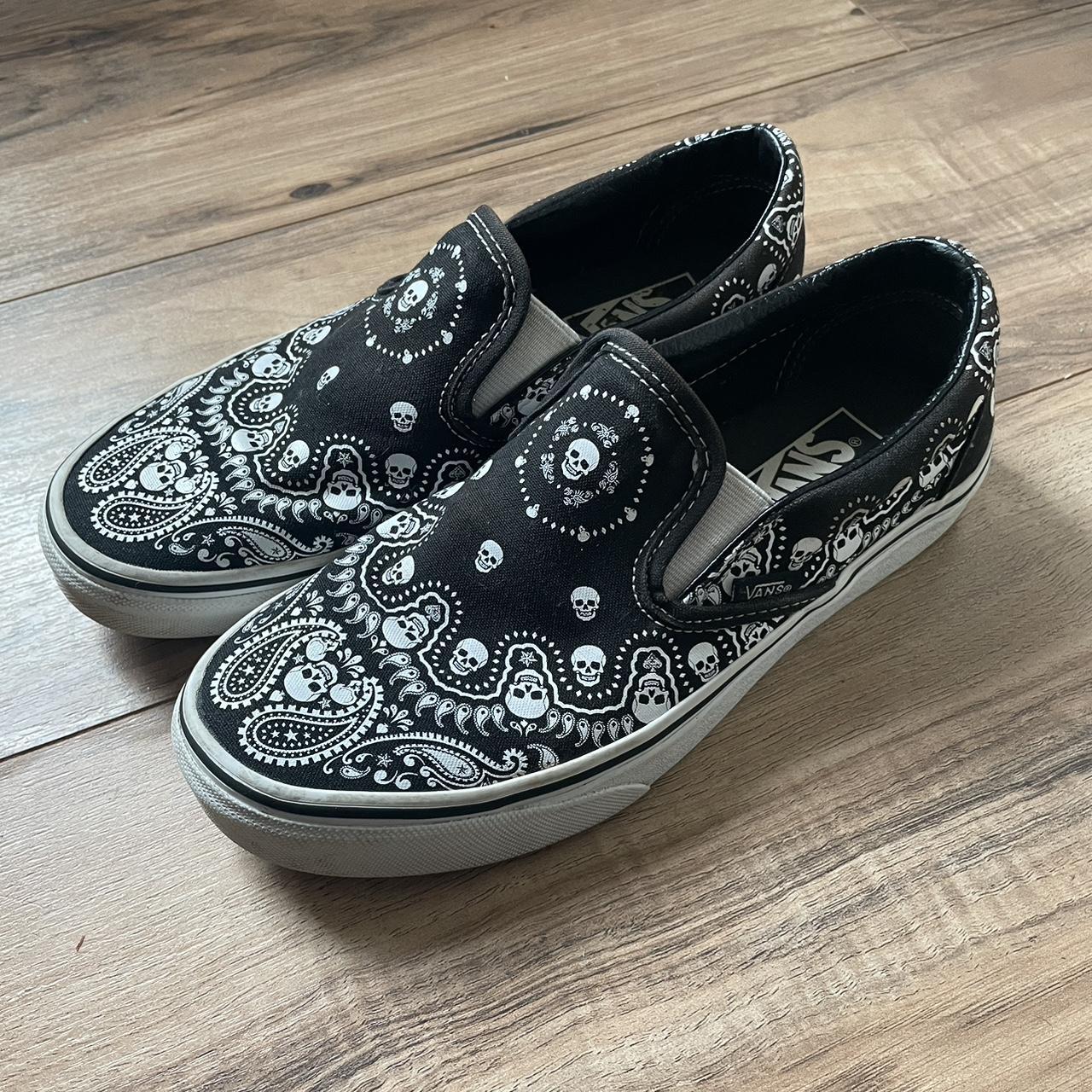 black & white skull bandana vans hard to find... Depop