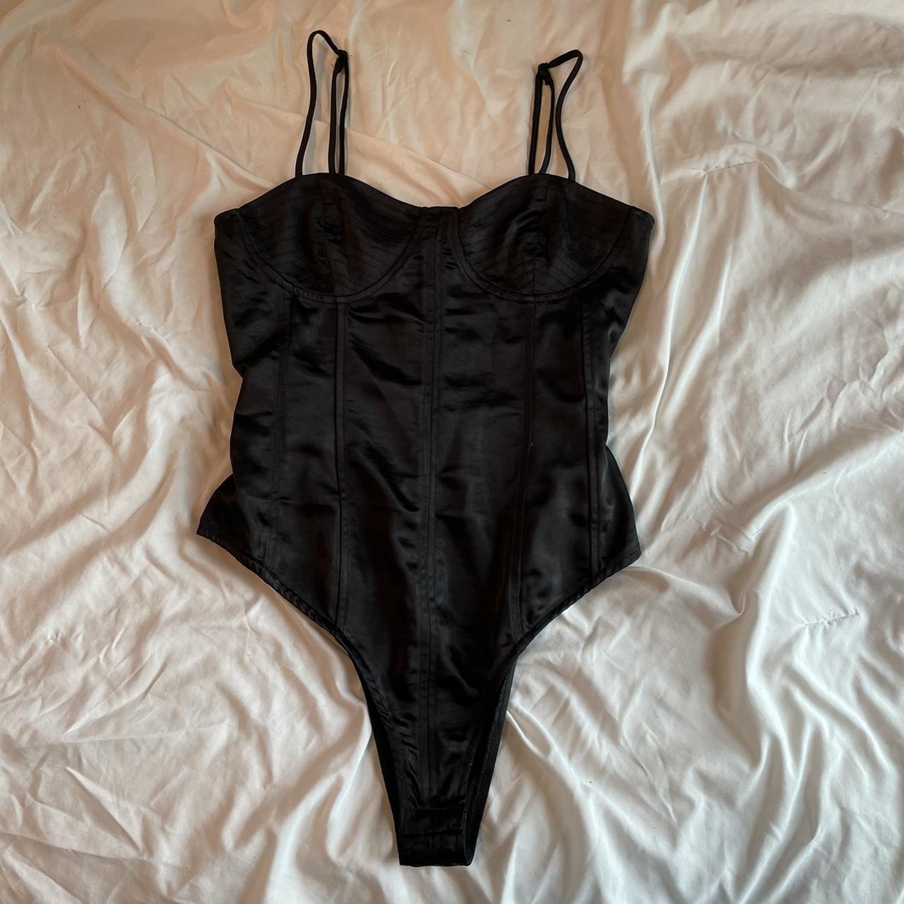 new black corset style bodysuit brand new from... - Depop