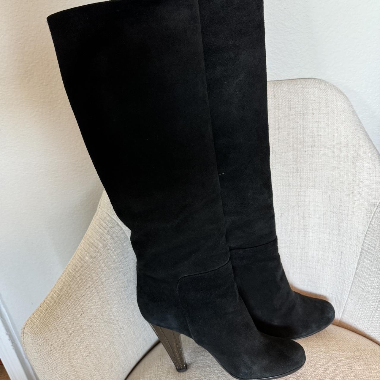 Vicini black Suede knee high boots made in Italy in... - Depop