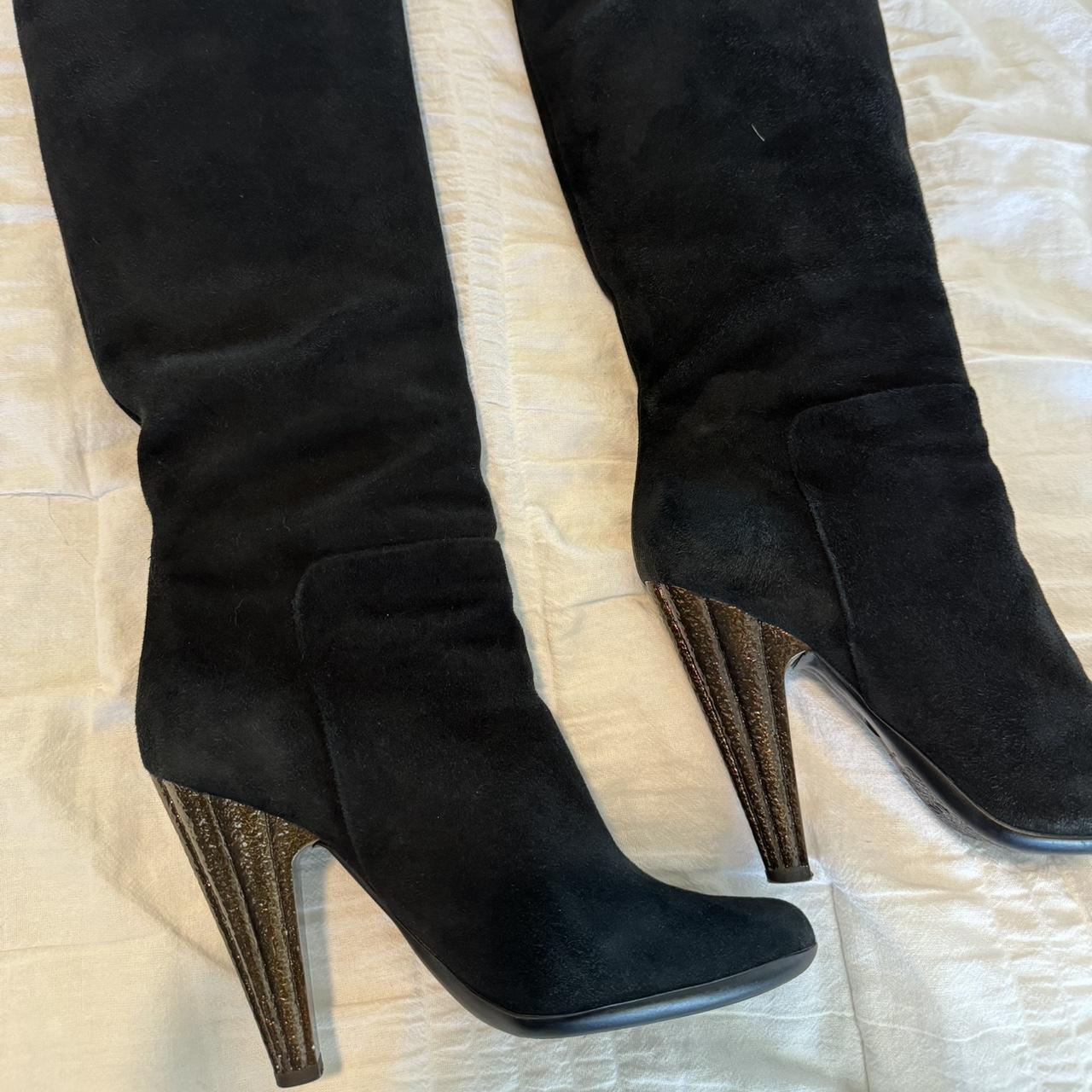 Vicini black Suede knee high boots made in Italy in... - Depop