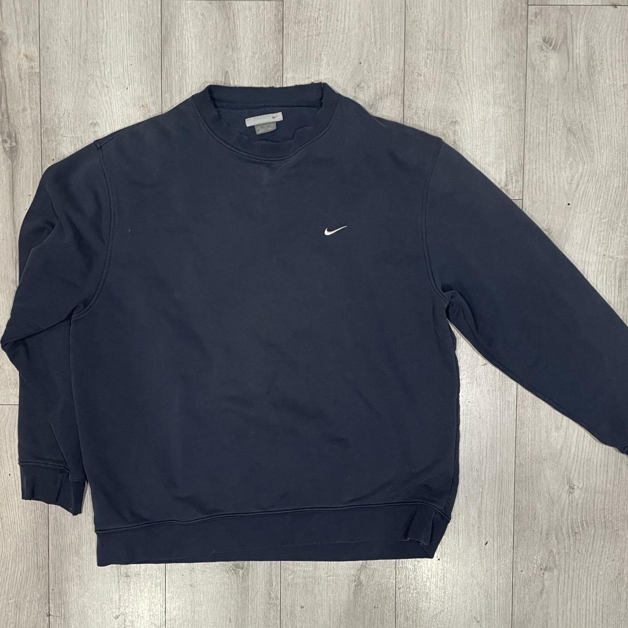 Y2K Nike Crewneck Navy Size XL #nike #crewneck - Depop