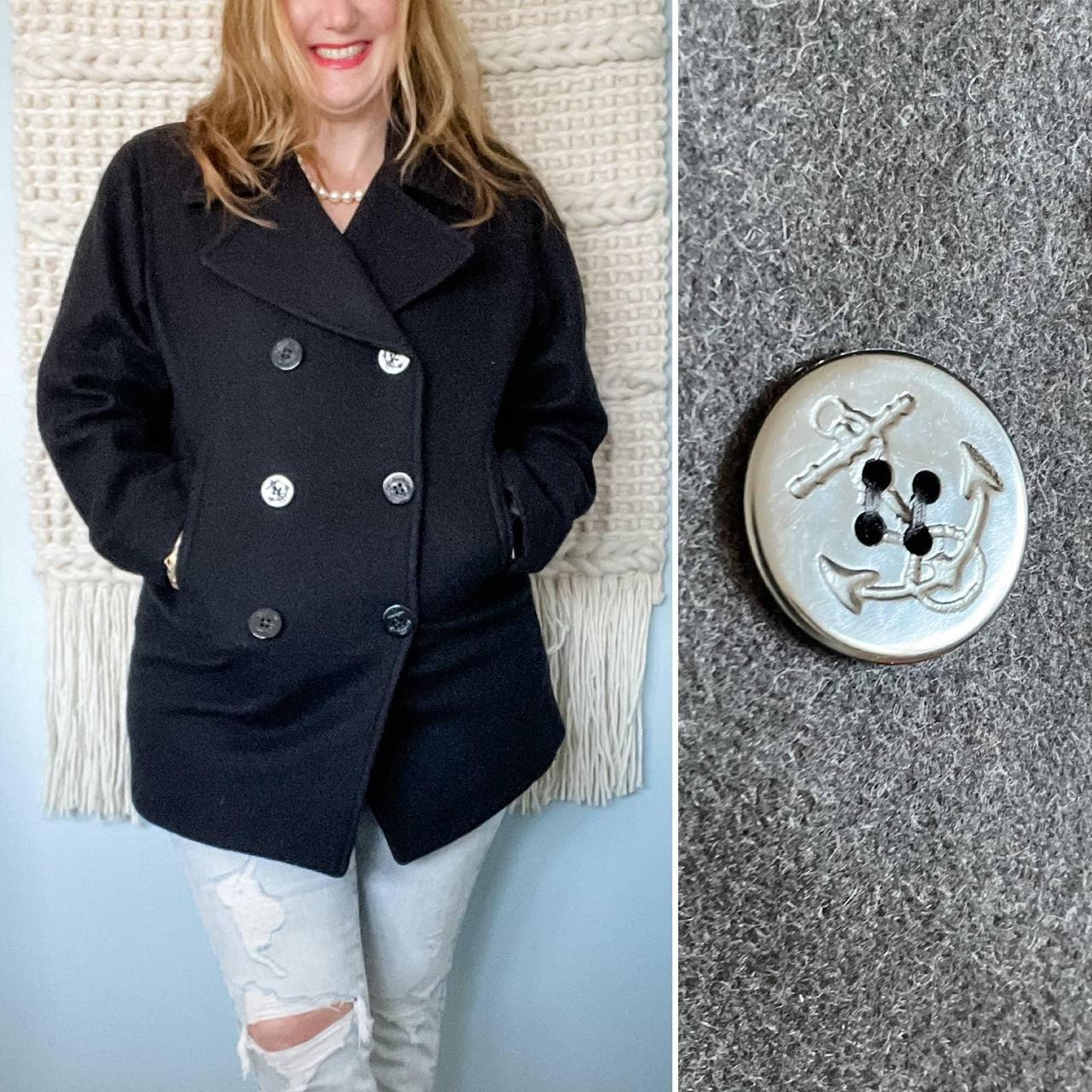 double-breasted anchor buttons coat