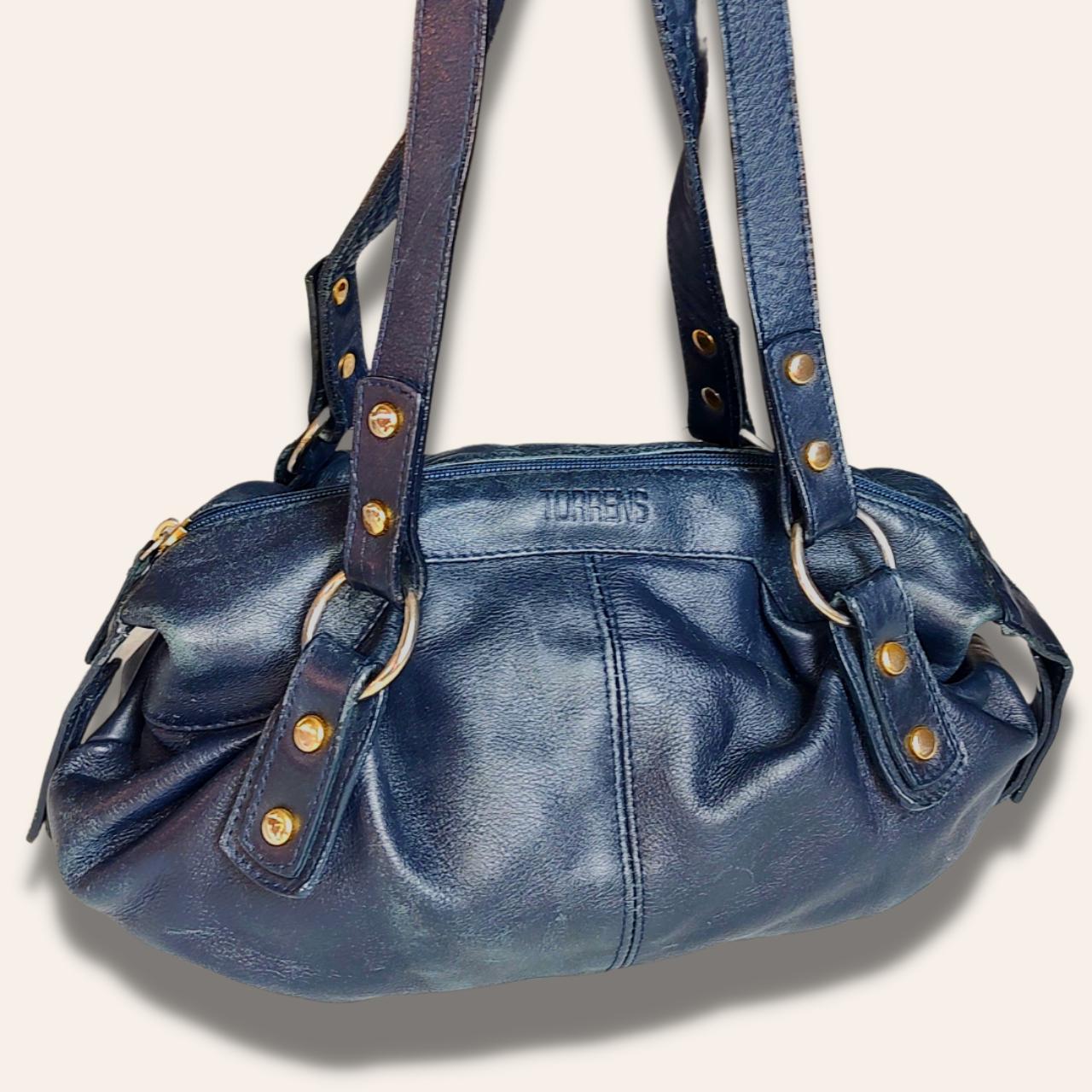 Vintage TORRENS Leather Shoulder Bag in Deep Blue.... - Depop