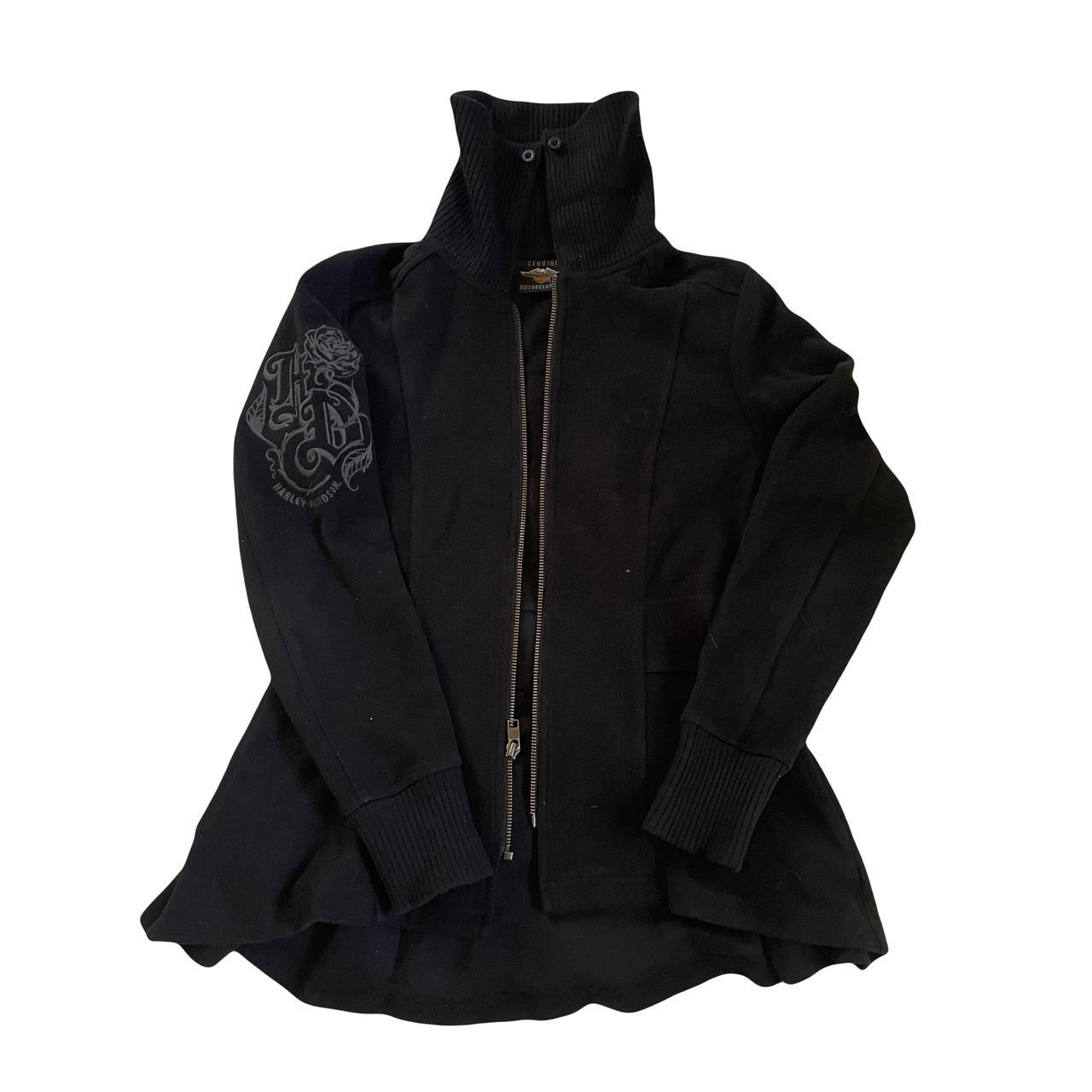 Harley Davidson women's black jacket with sleeve design - Depop