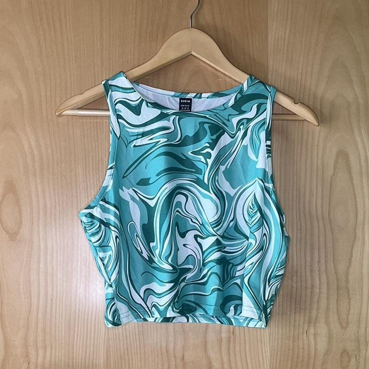 Shein green crop top. Never worn. #shein #green... - Depop