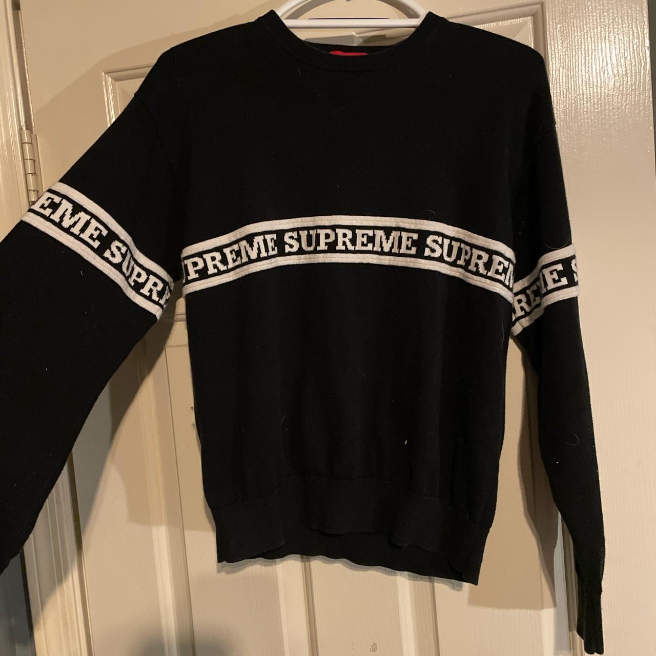 Supreme logo stripe knit hot sale top