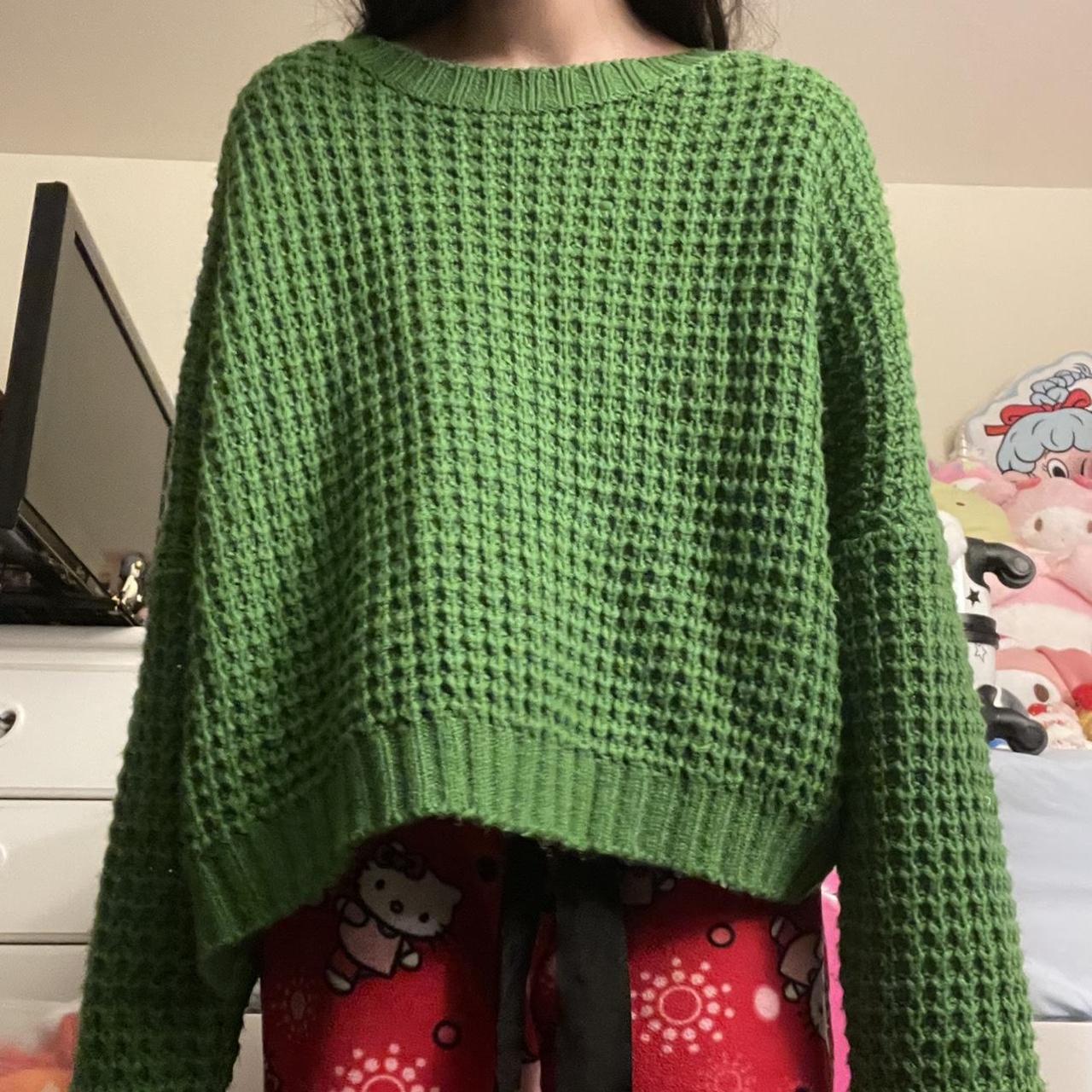 Brandy Melville Women's Green Sweatshirt Depop