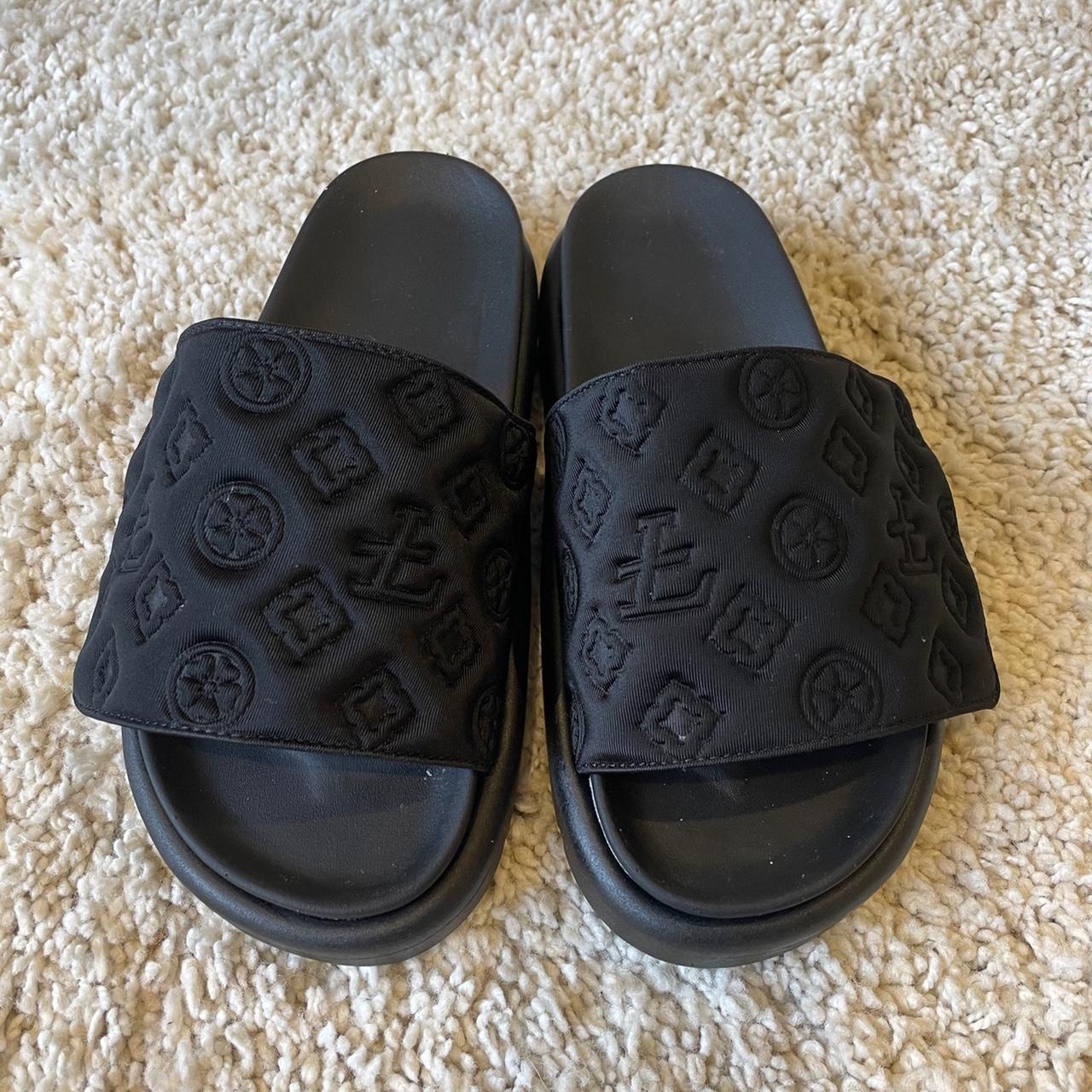 LV Black Slides Size 37 AU 6 True to size Can... - Depop