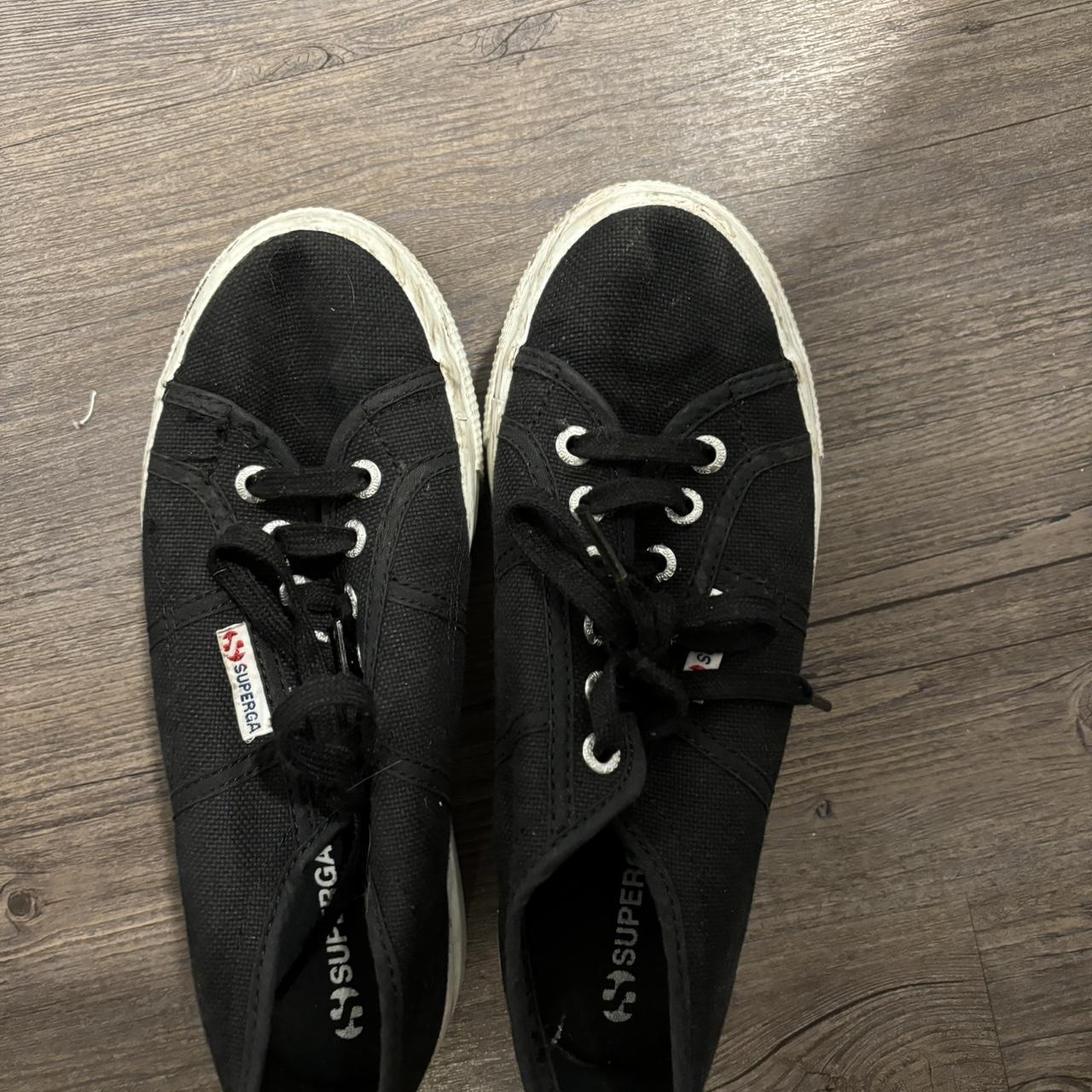 Superga black platform shoe Needs a quick clean. Depop