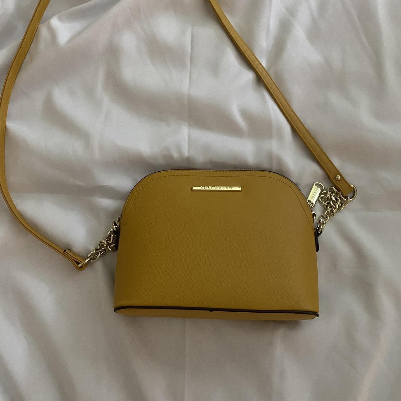 Mustard yellow Steve Madden crossbody bag with gold... - Depop