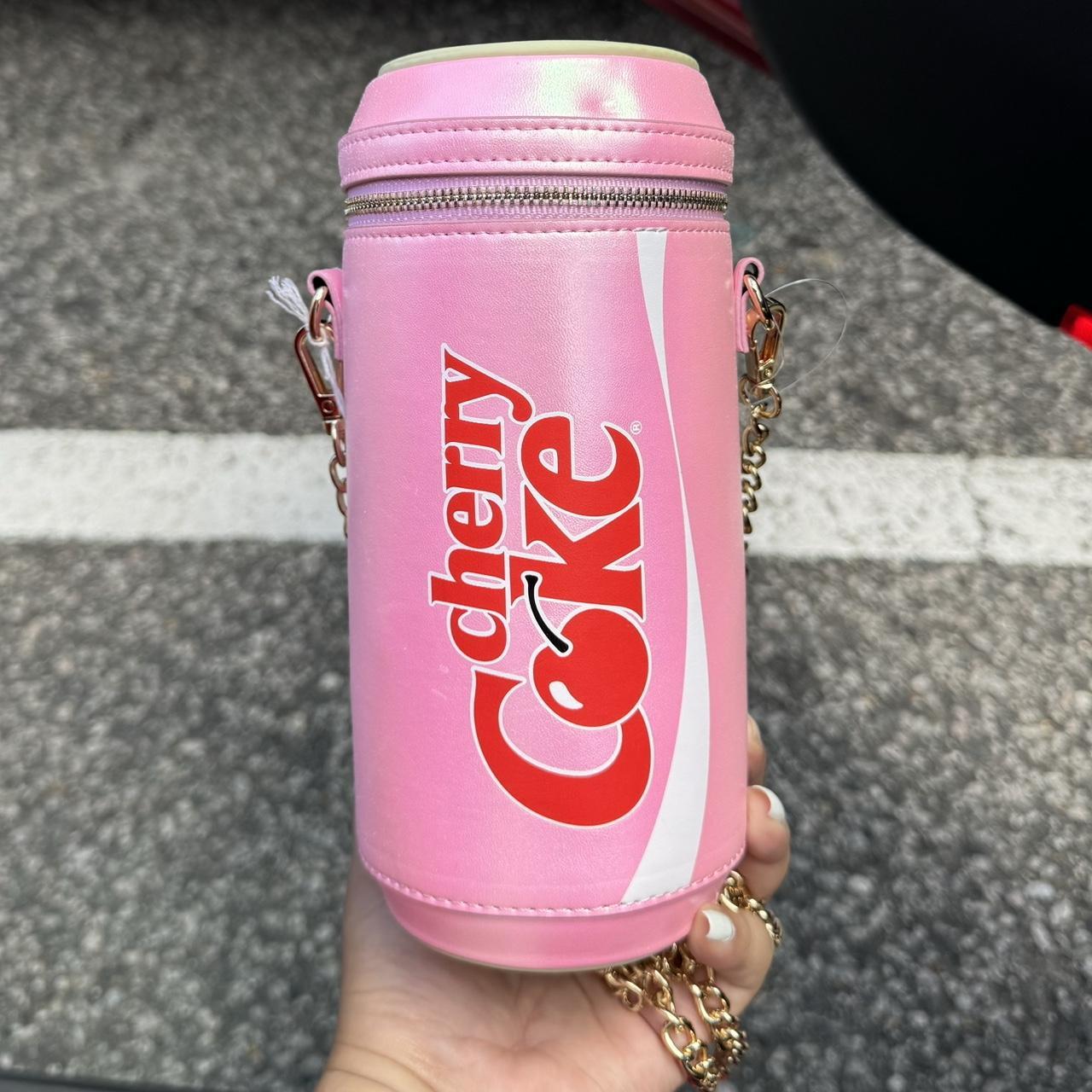 2000s pink and white Coca Cola purse with a chain strap - Depop