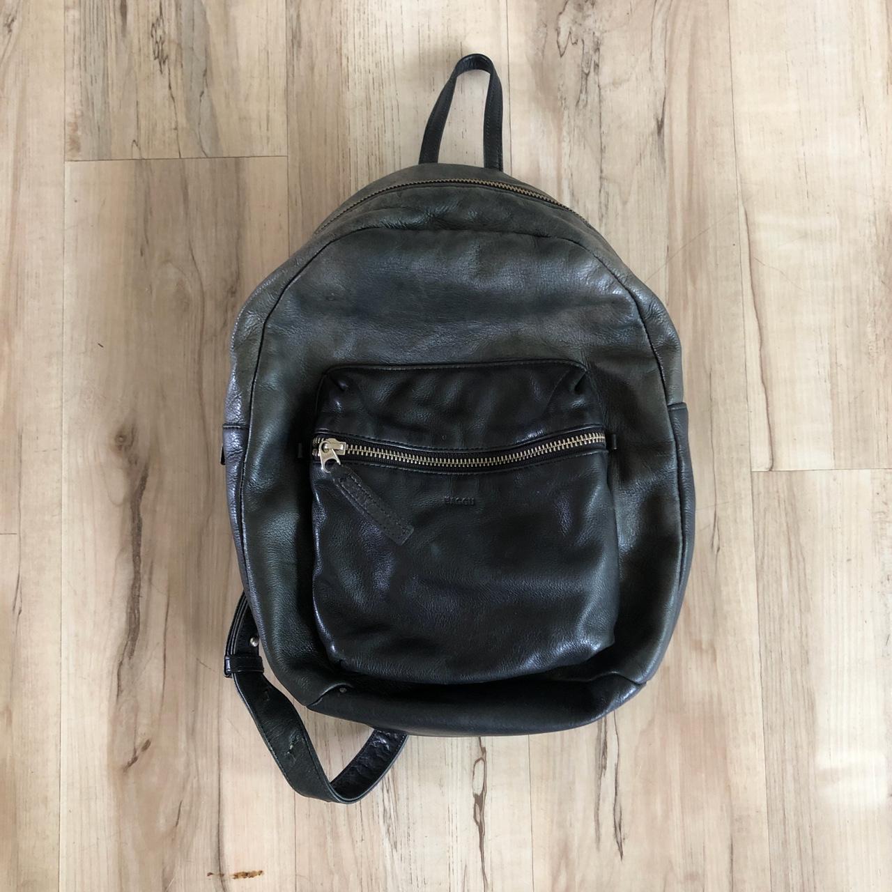 BAGGU LEATHER BACKPACK -slightly faded -natural... - Depop