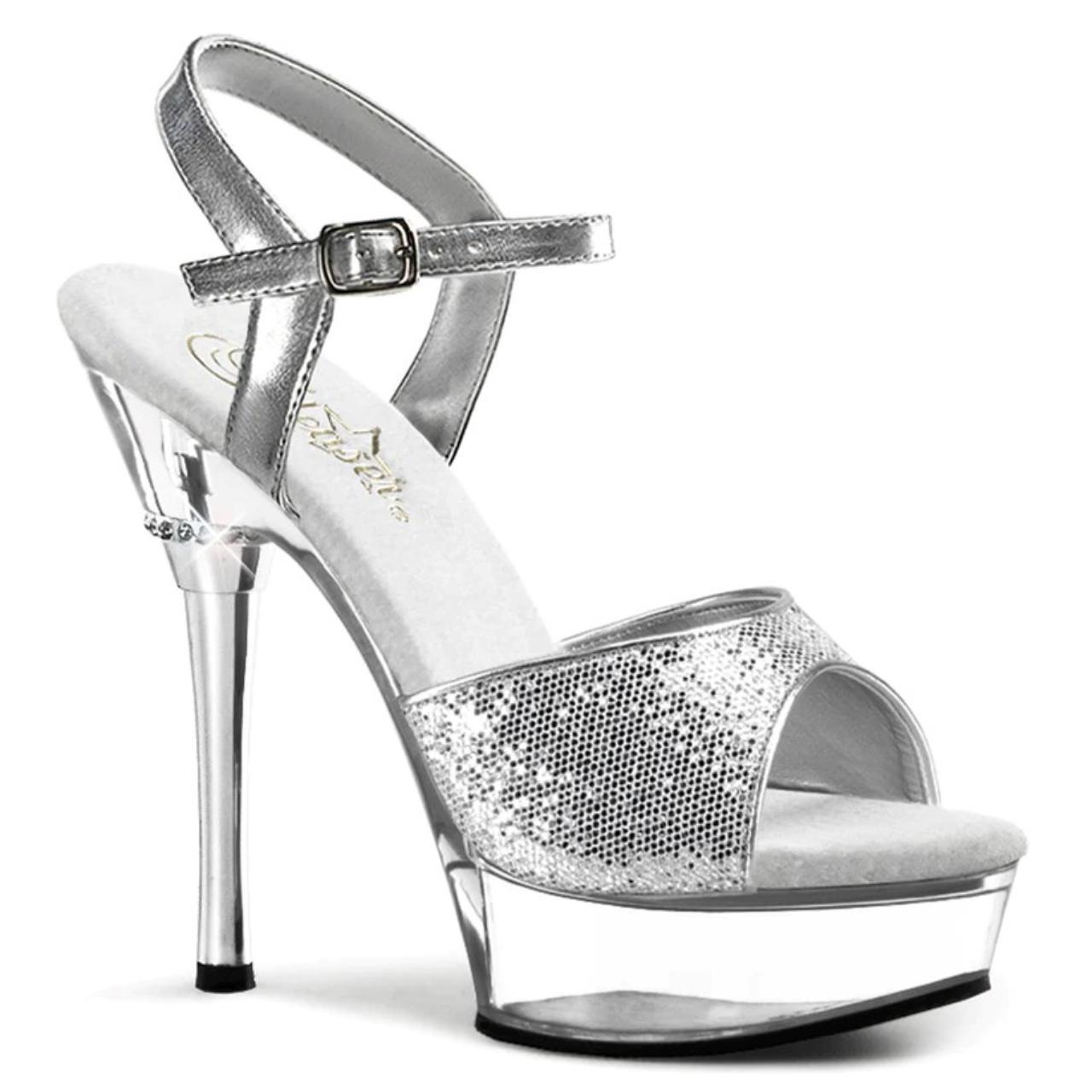 5.5 inch Silver Pleaser Platform high heels, UK Size... - Depop