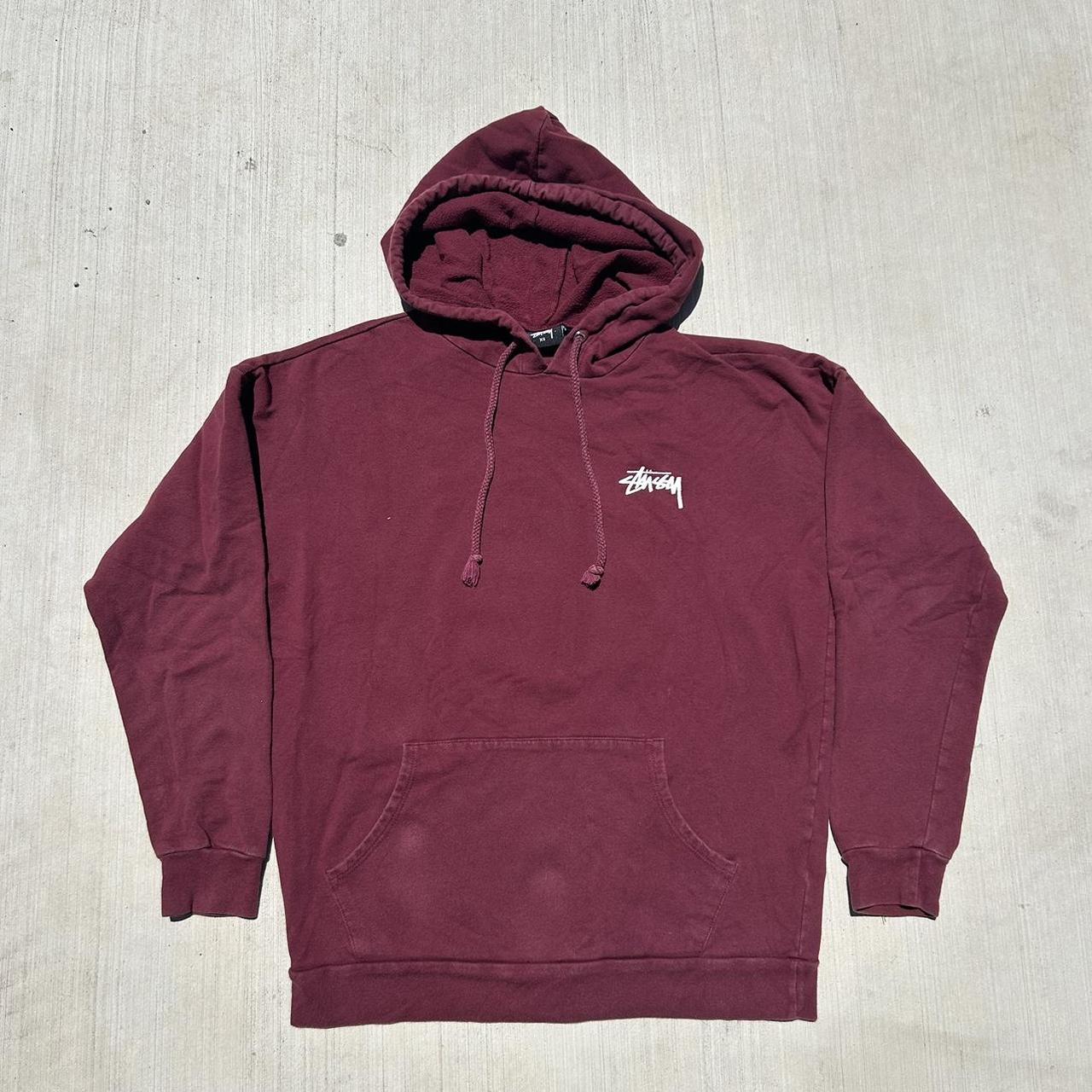 Stüssy Men's Burgundy Hoodie | Depop