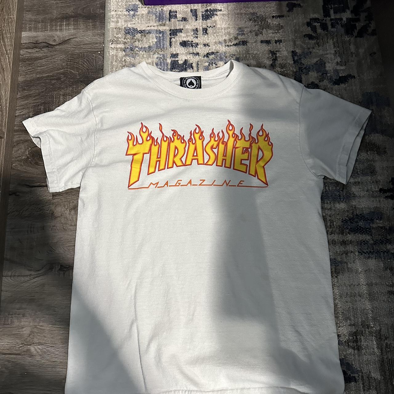 Thrasher flame hotsell tee white