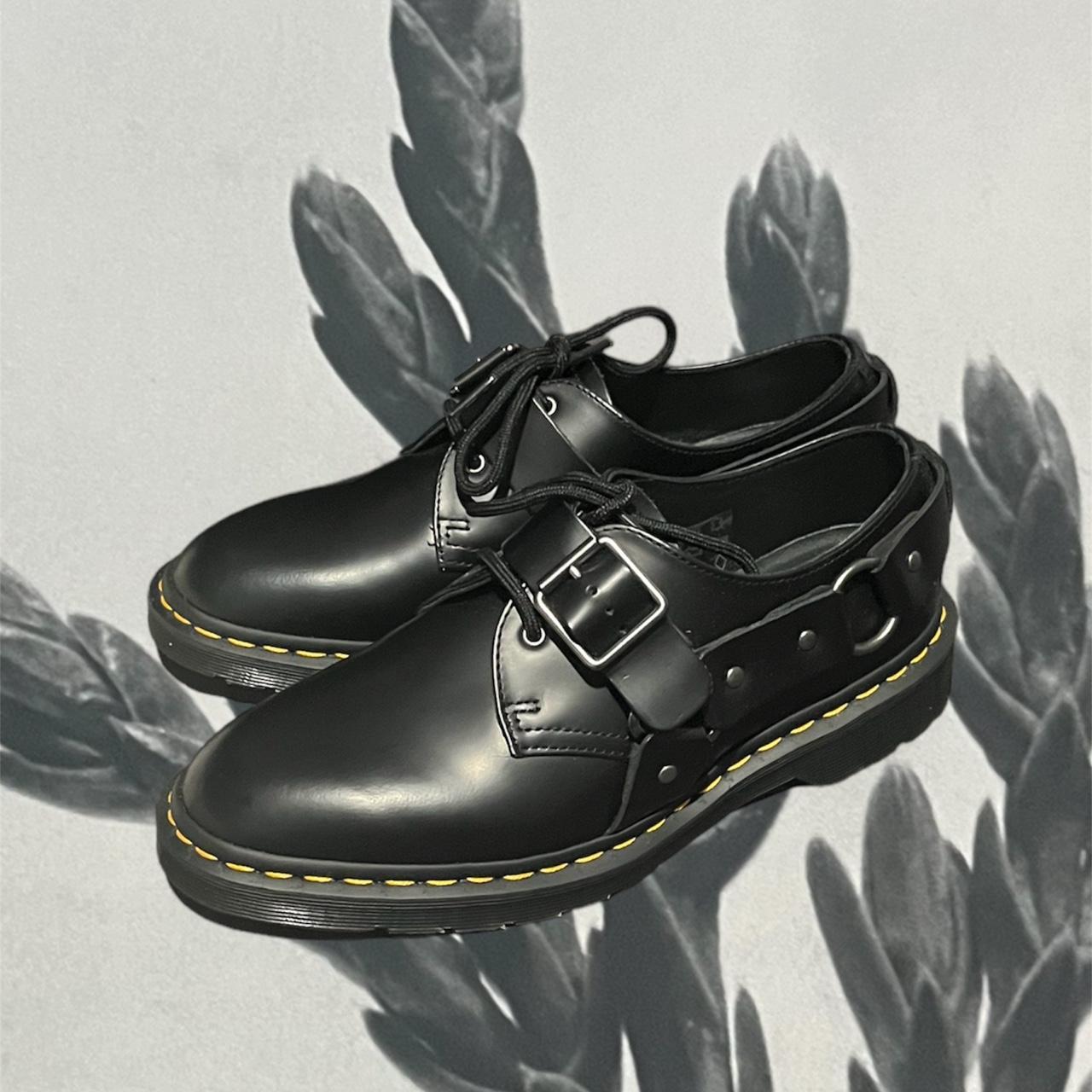 Dr martens fulmar black hotsell leather harness flat shoes