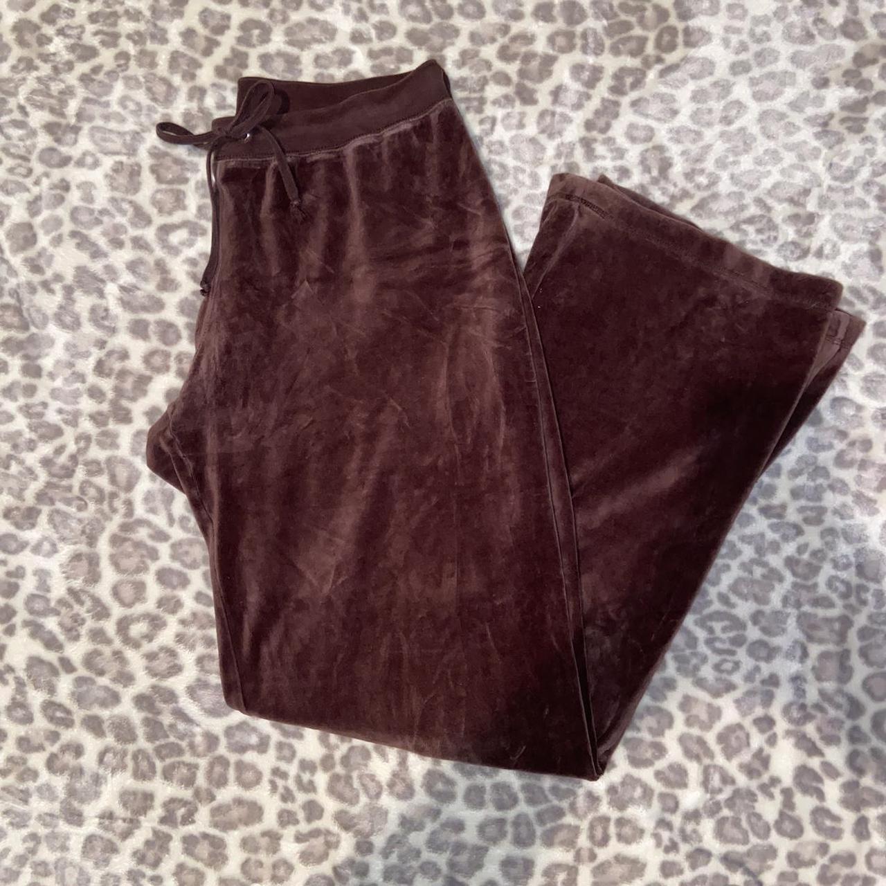 y2k brown velour tracksuit pant🤎🤍 brand is VS plush... - Depop