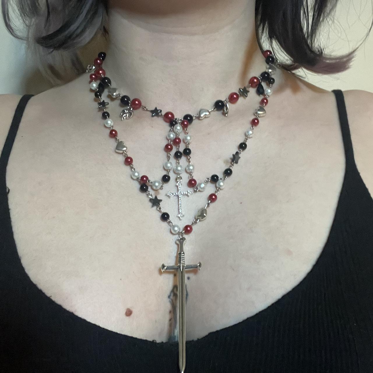 Buy Goth Black Rosary Necklace, Gothic Jewelry, Gothic Cross Necklace,  Gothic Black Rosary Beads, Whimsigoth Necklace Online in India - Etsy