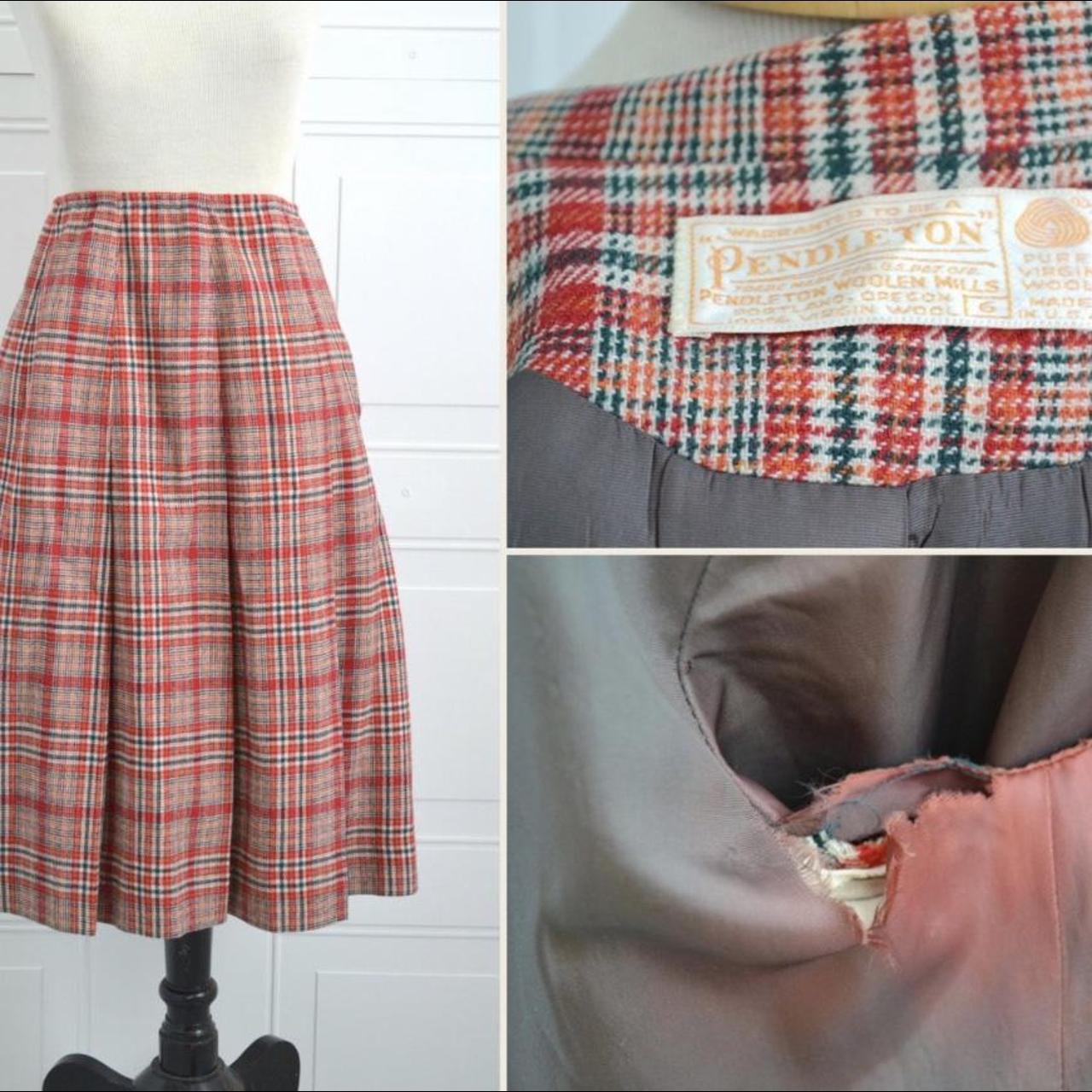 1960s Wool Plaid Skirt Suit. Tie Waist Jacket With - Depop