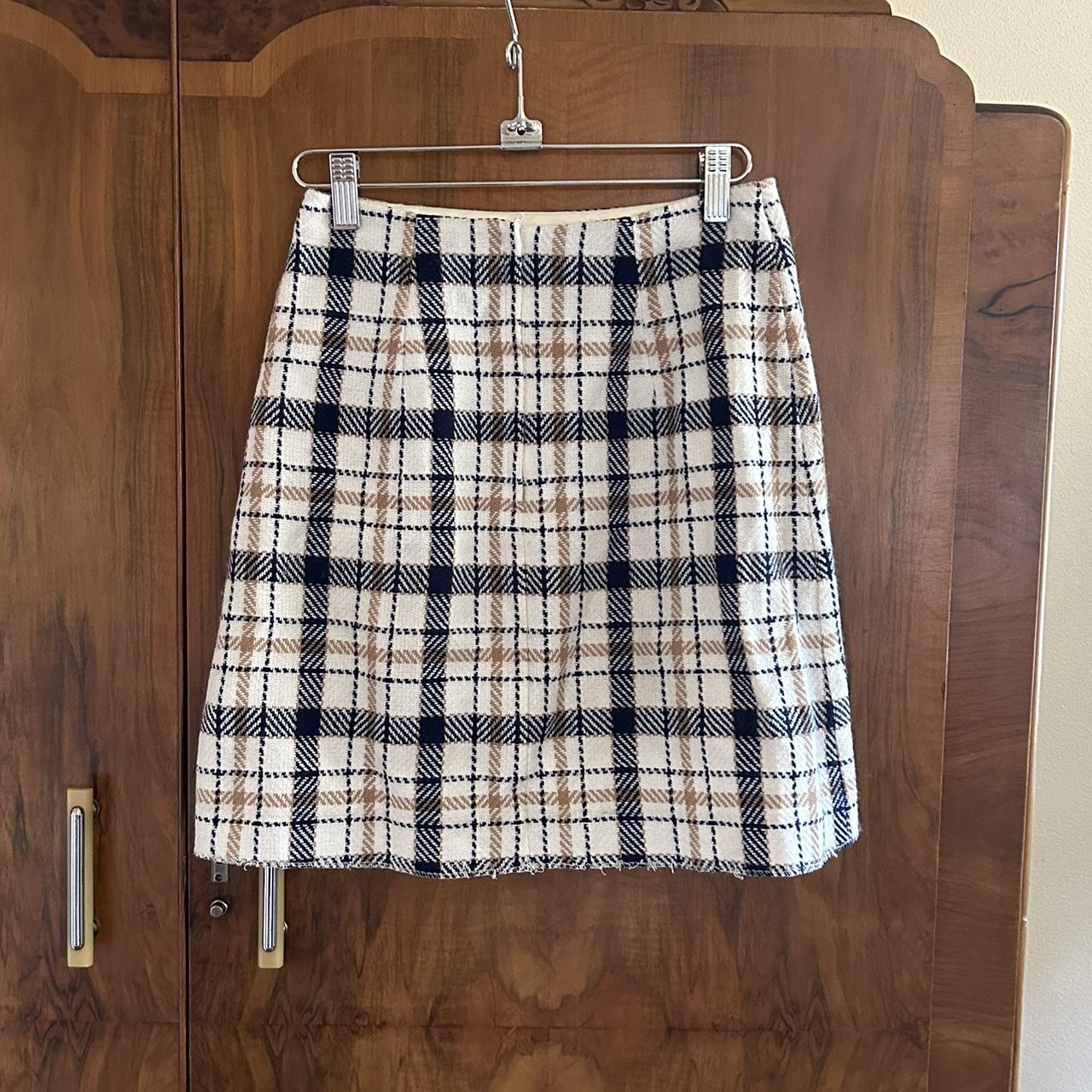 1960s mini skirt, blue and tan