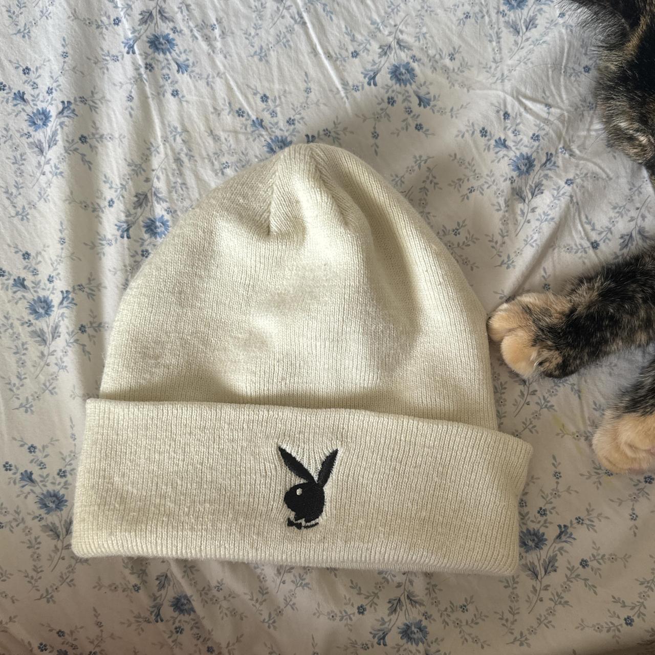 white playboy bunny logo beanie Depop