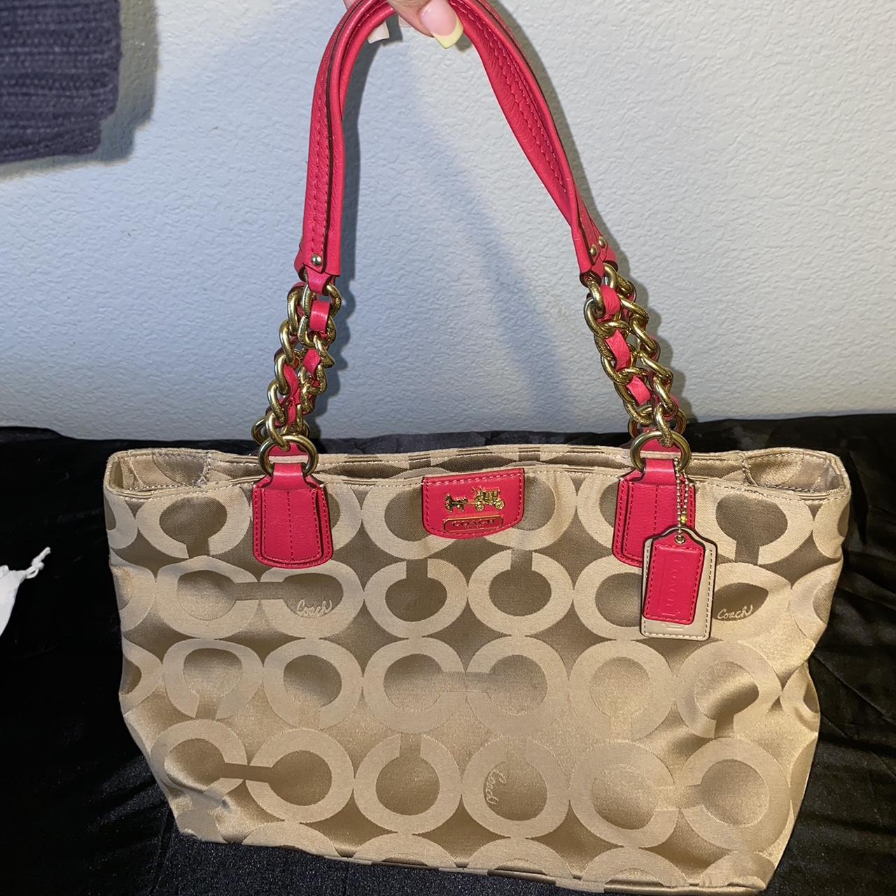 Coach Women's Red and Gold Bag | Depop