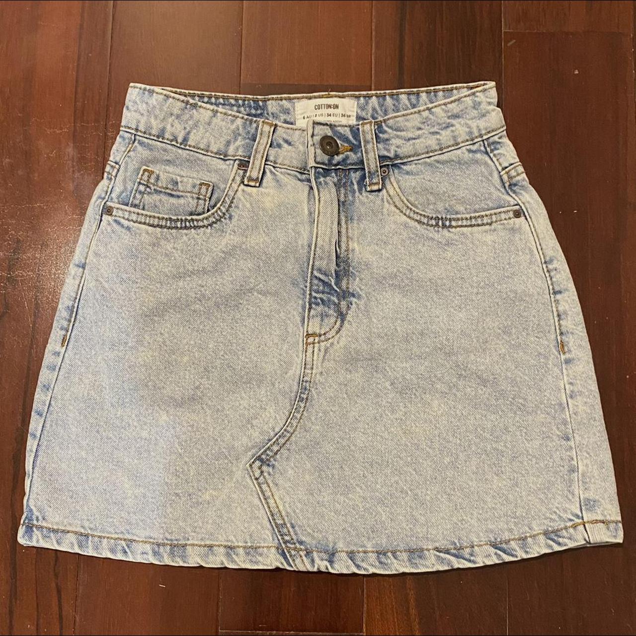 Blue light wash denim skirt Cotton on, Size 6 Only... Depop