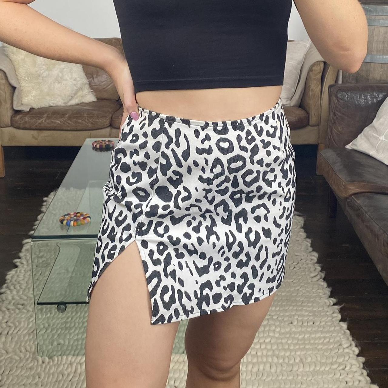 Motel black and white leopard print mini skirt