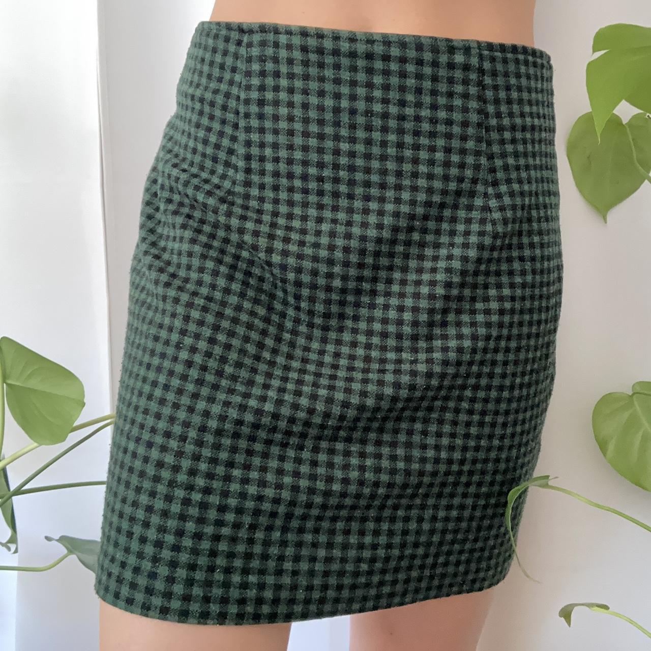 Green and Black Plaid Mini Skirt No Marked Size Depop