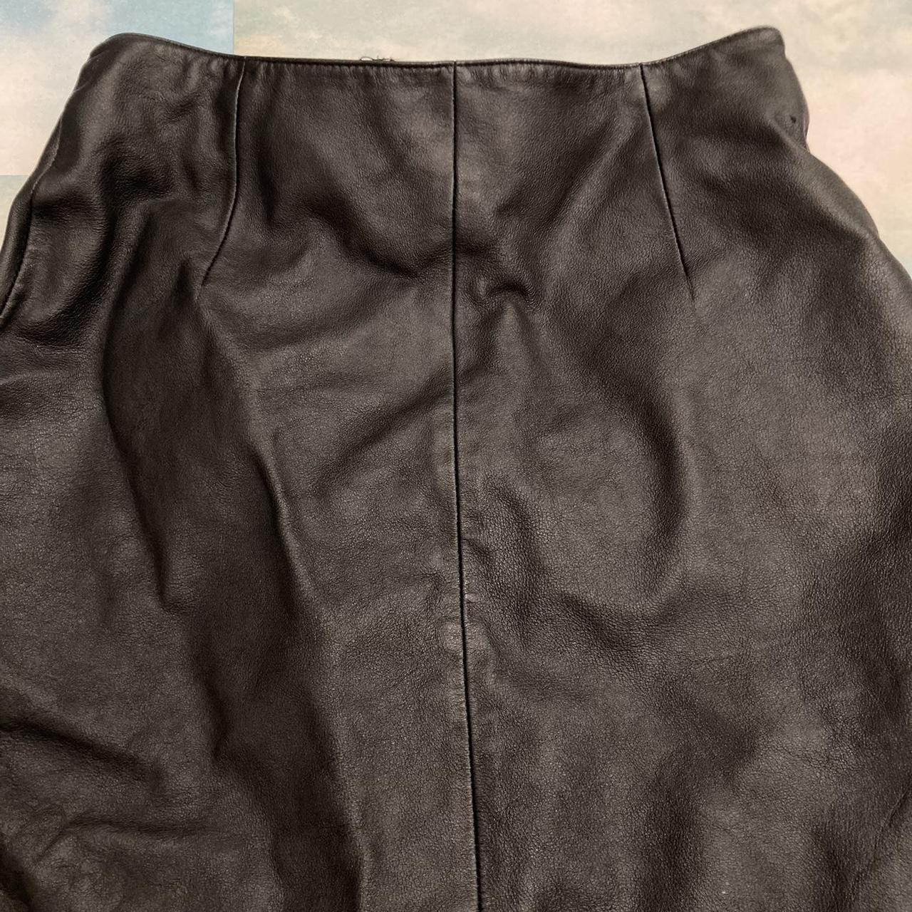 Vintage Black Leather Skirt 🌸Marked size 2,... - Depop