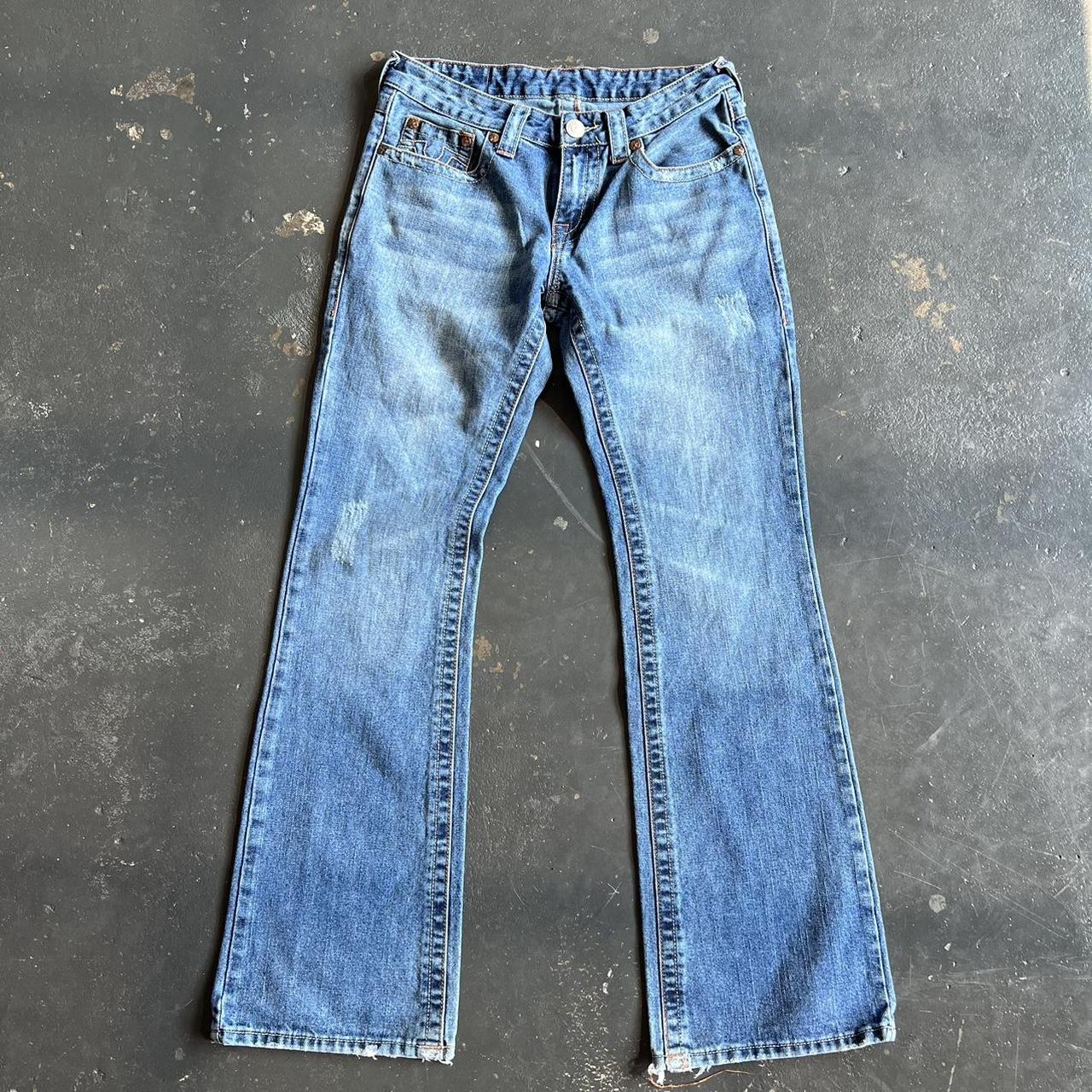 True Religion Embroidered Pocket Denim Jeans Great... - Depop