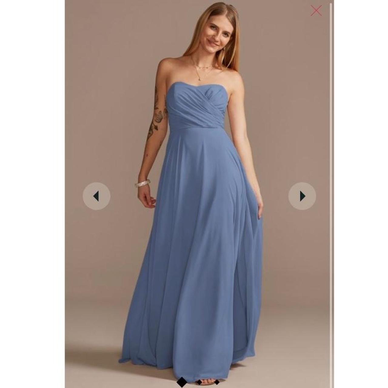 David's bridal steel blue bridesmaid outlet dresses