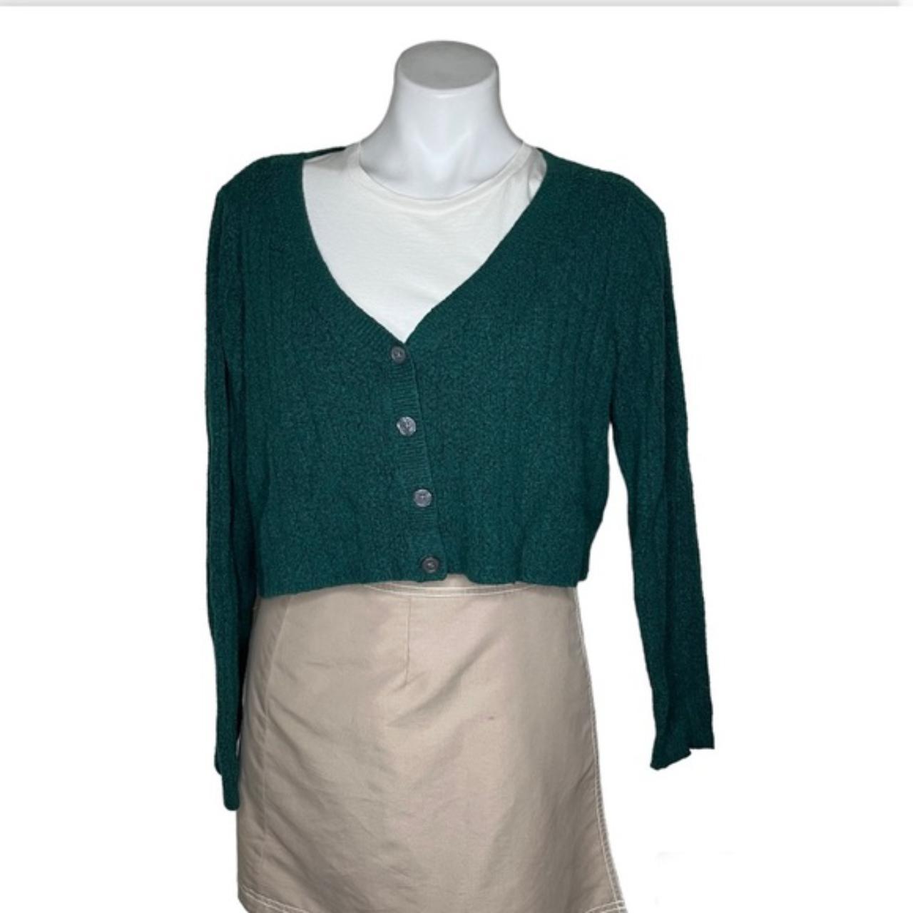 Dark green cropped on sale cardigan