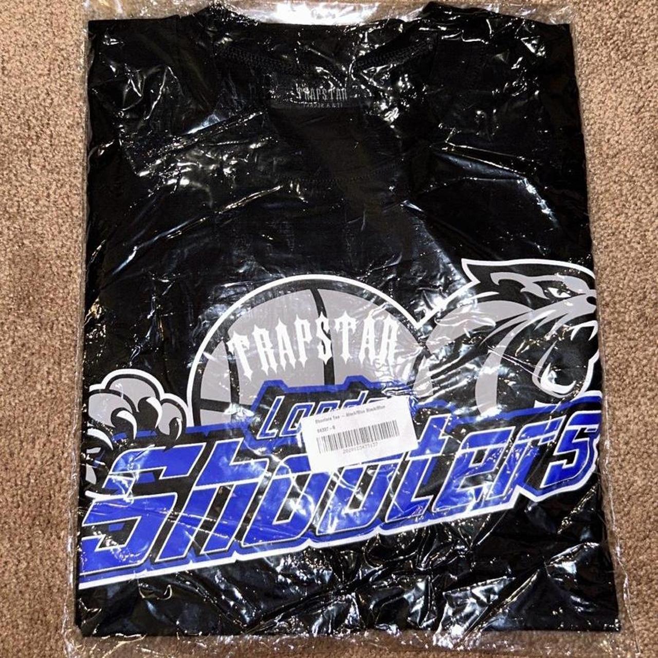 Trapstar Shooter T-Shirt In Black/Blue Size Small... - Depop