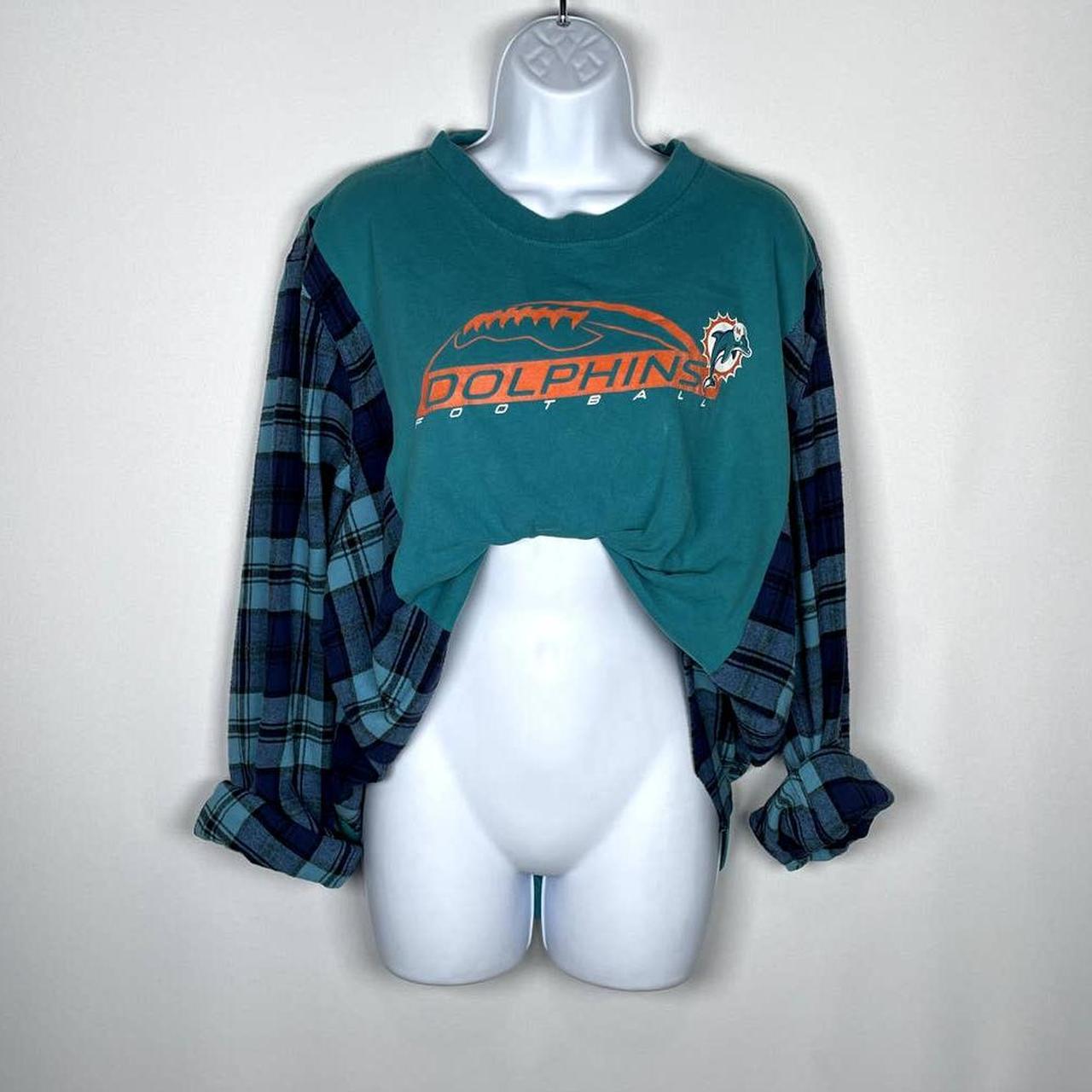 NFL Miami Dolphins Flannel Reworked Gameday T-Shirt - Depop