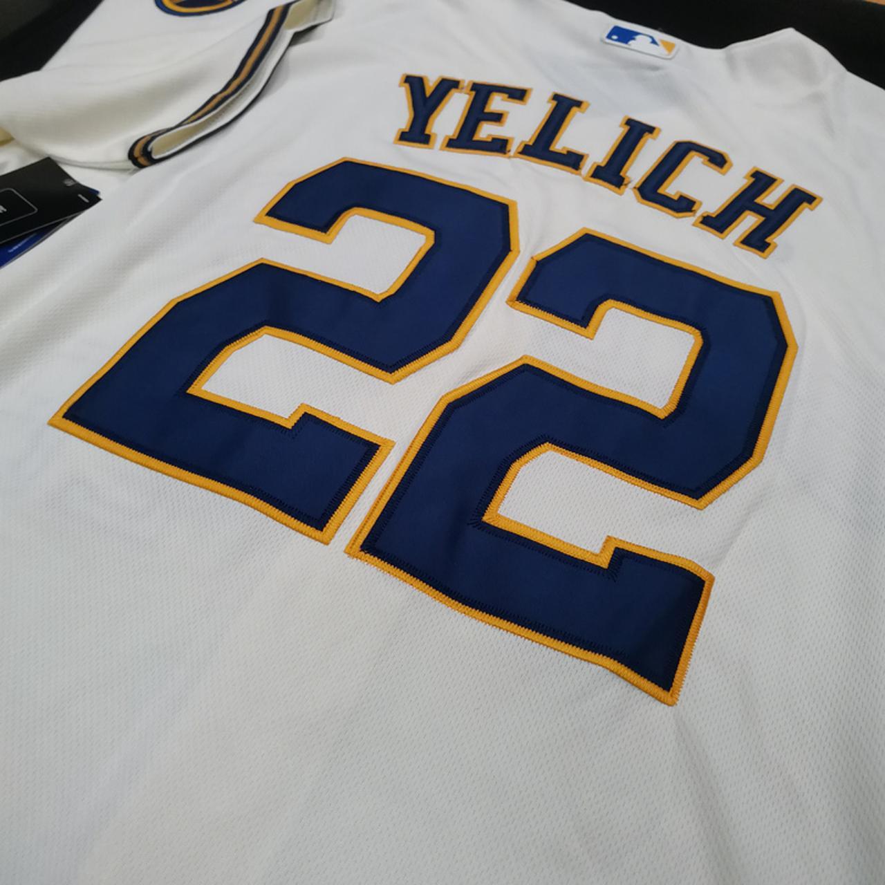 ML1727 #22 Christian Yelich Milwaukee Brewers Cream - Depop