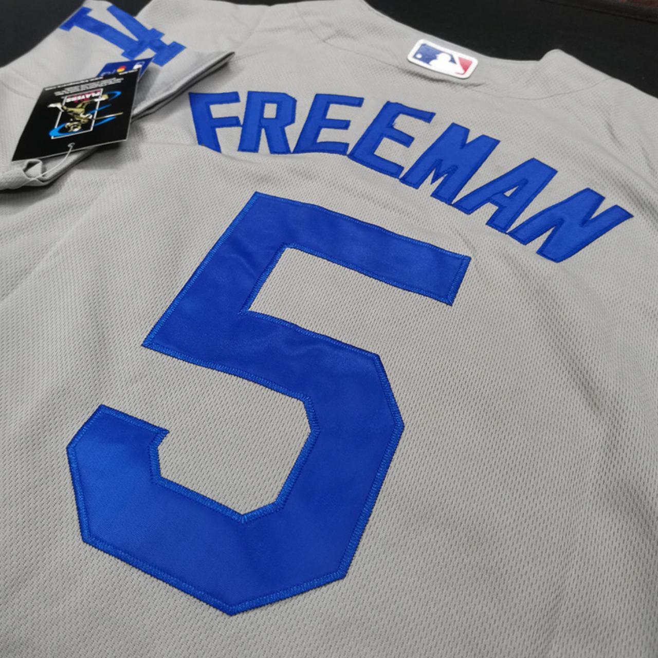 Nike Men's Los Angeles Dodgers Freddie Freeman #5 Gray Cool Base Road Jersey