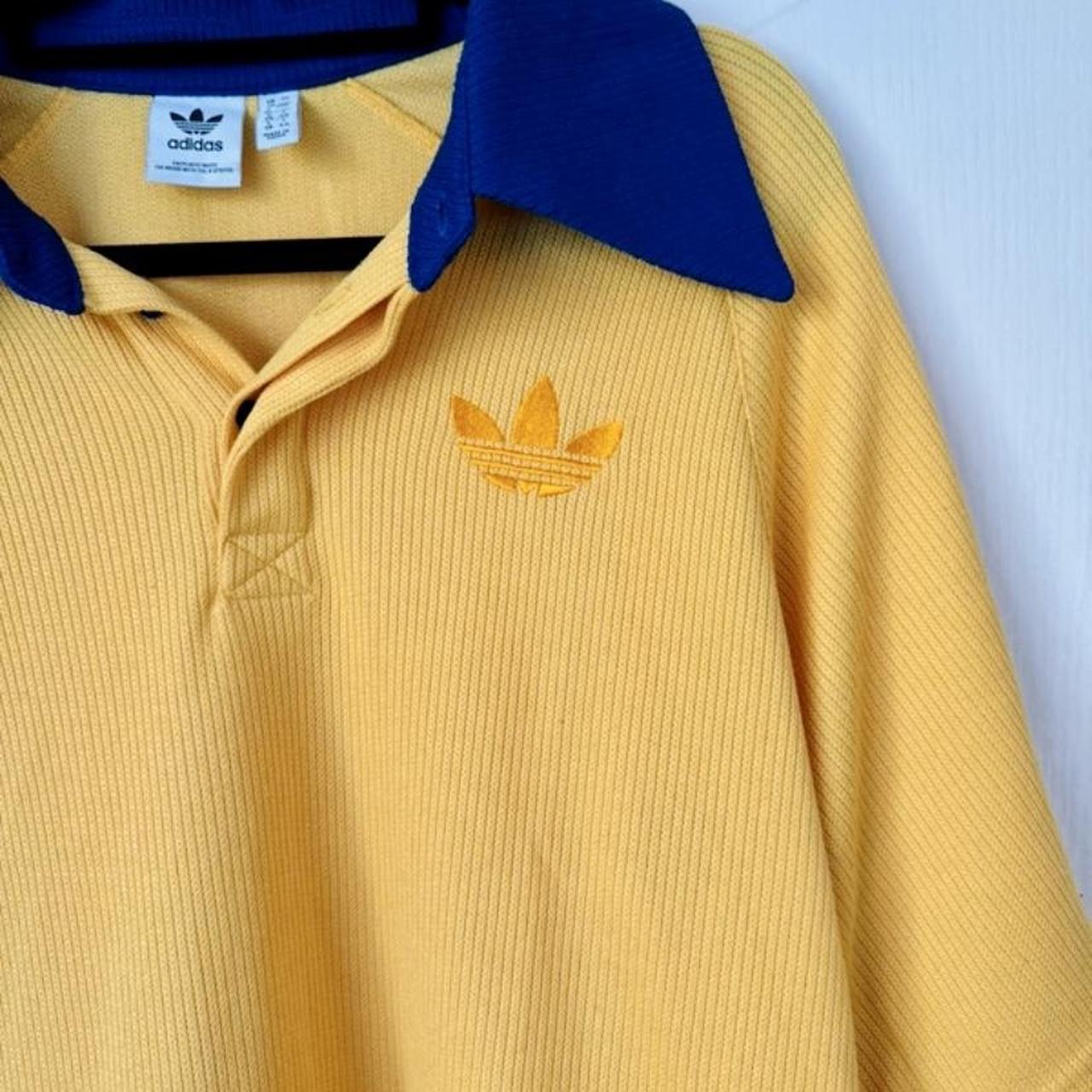 Adidas knitted top in yellow and blue with very on... - Depop