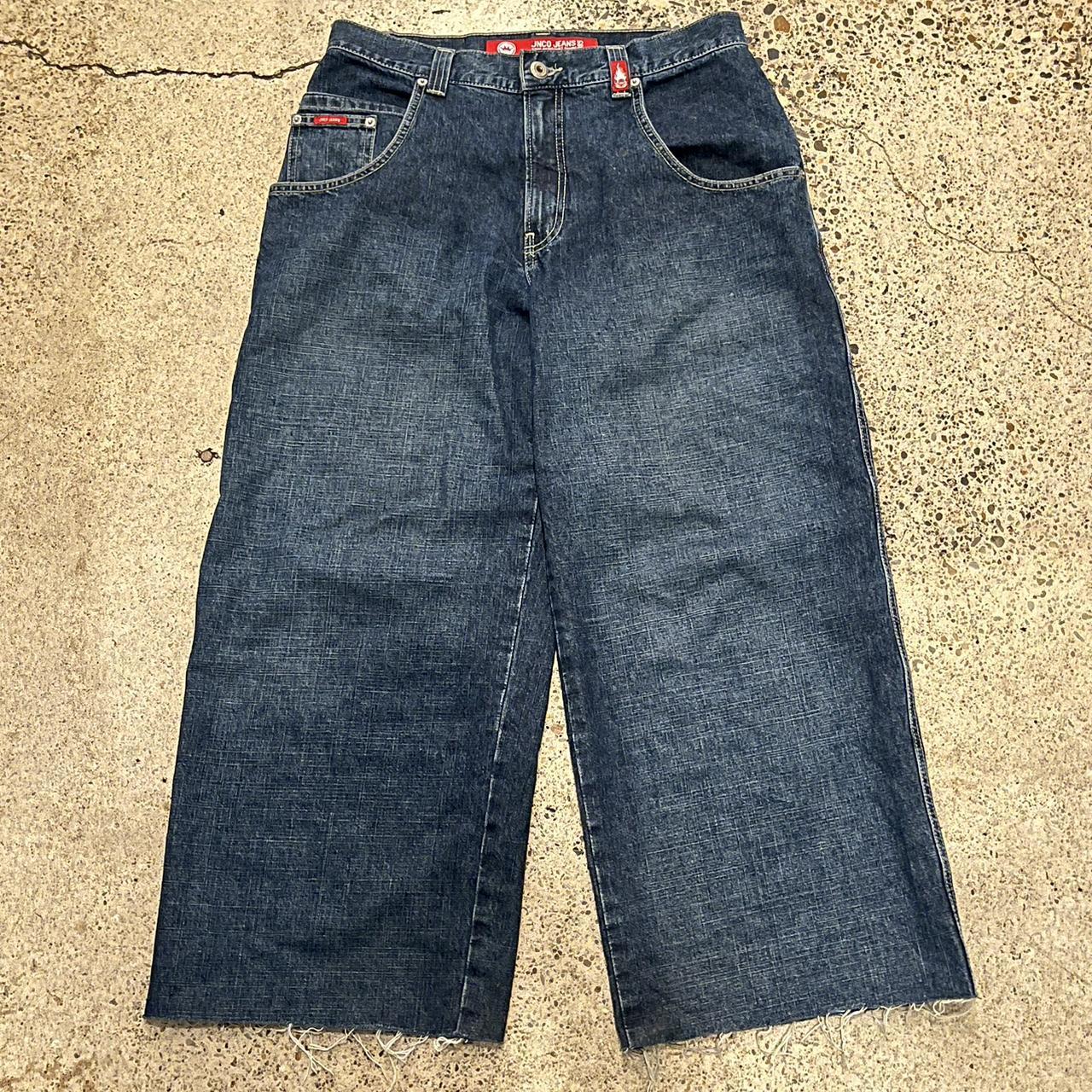JNCO Men's Blue and Red Jeans | Depop