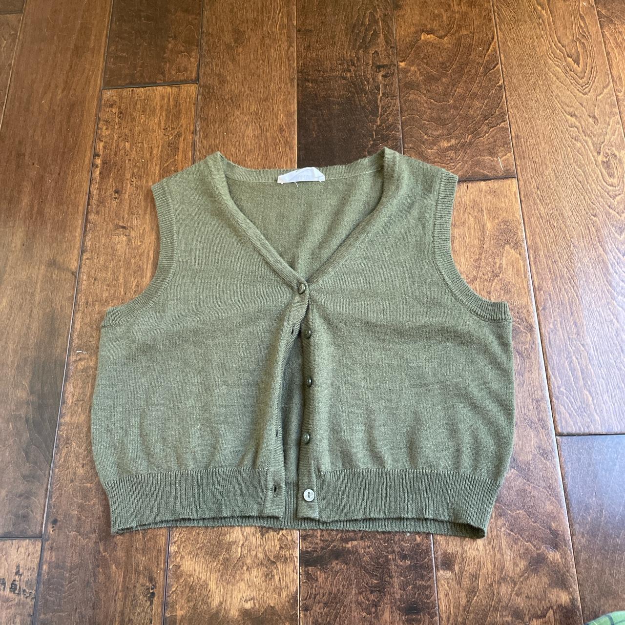 sage green sweater vest - Depop