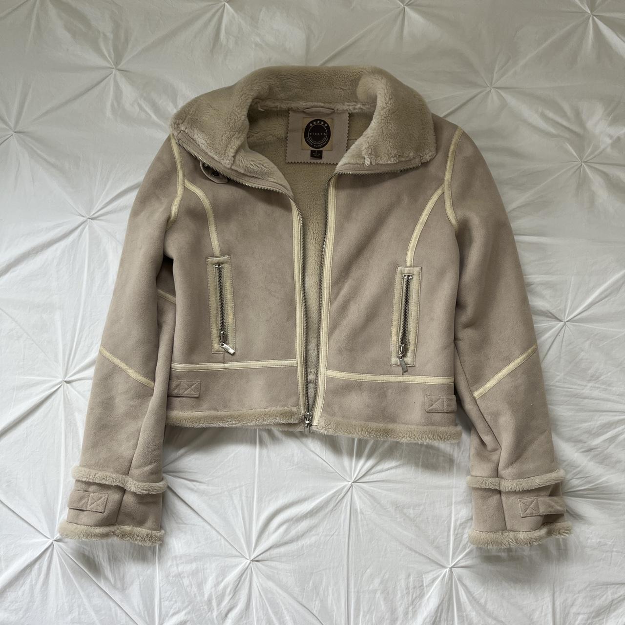 Cropped tan fur jacket size: S #winter #fur... - Depop