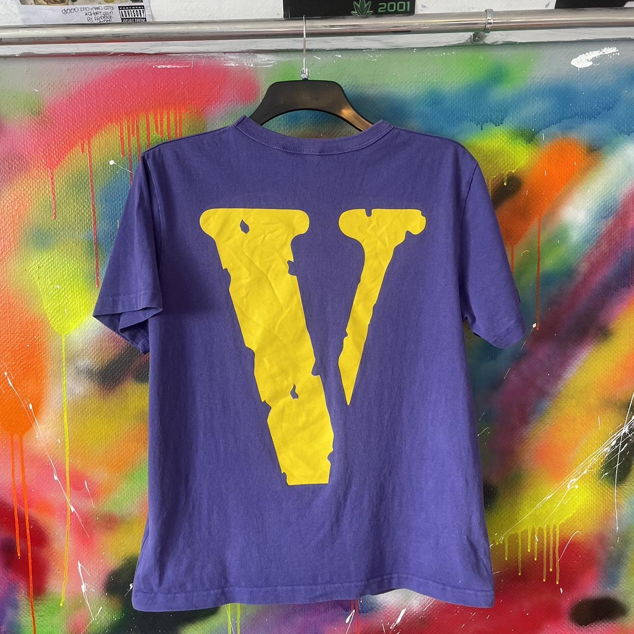 Vlone Men's Purple and Yellow Tshirt Depop
