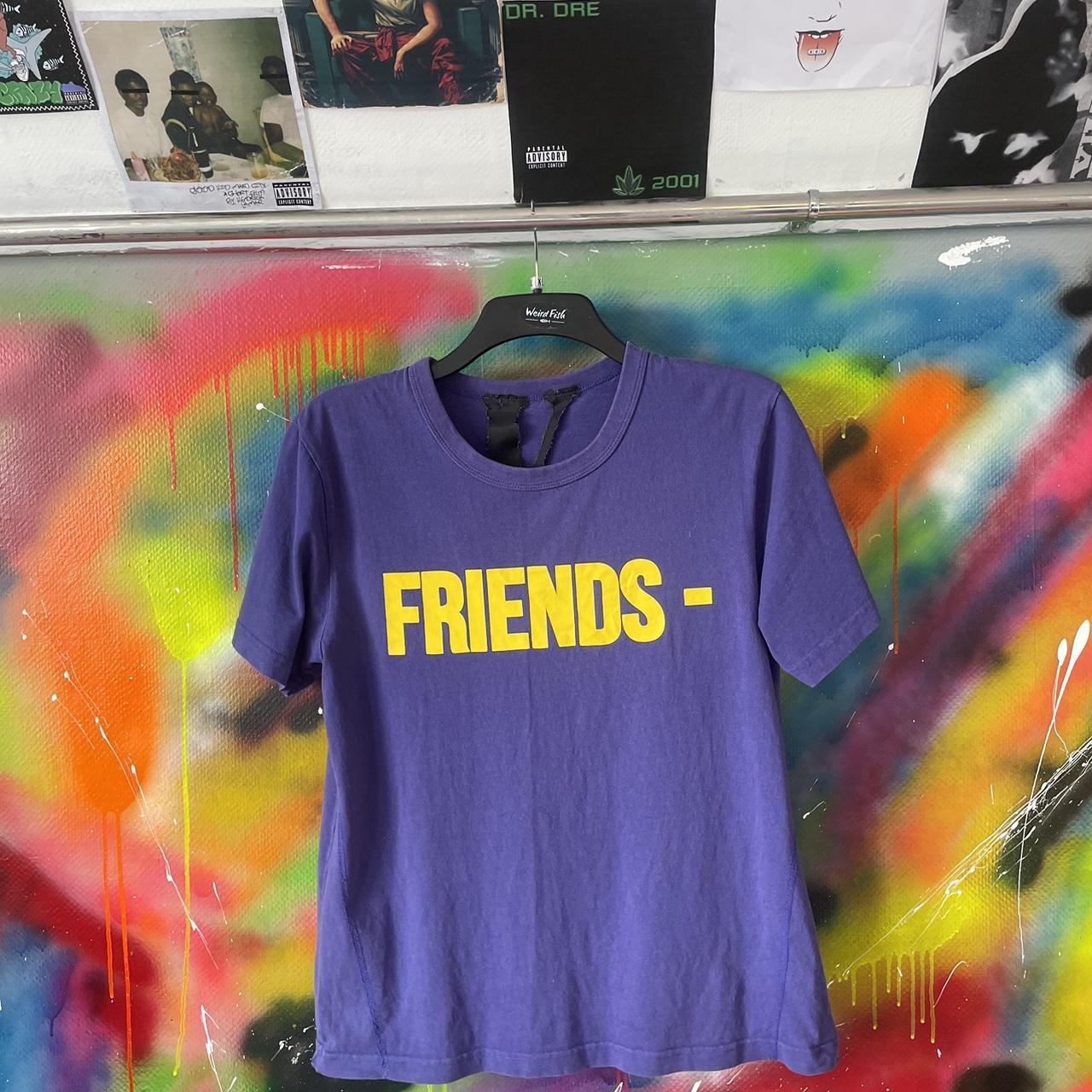 Vlone Men's Purple and Yellow Tshirt Depop