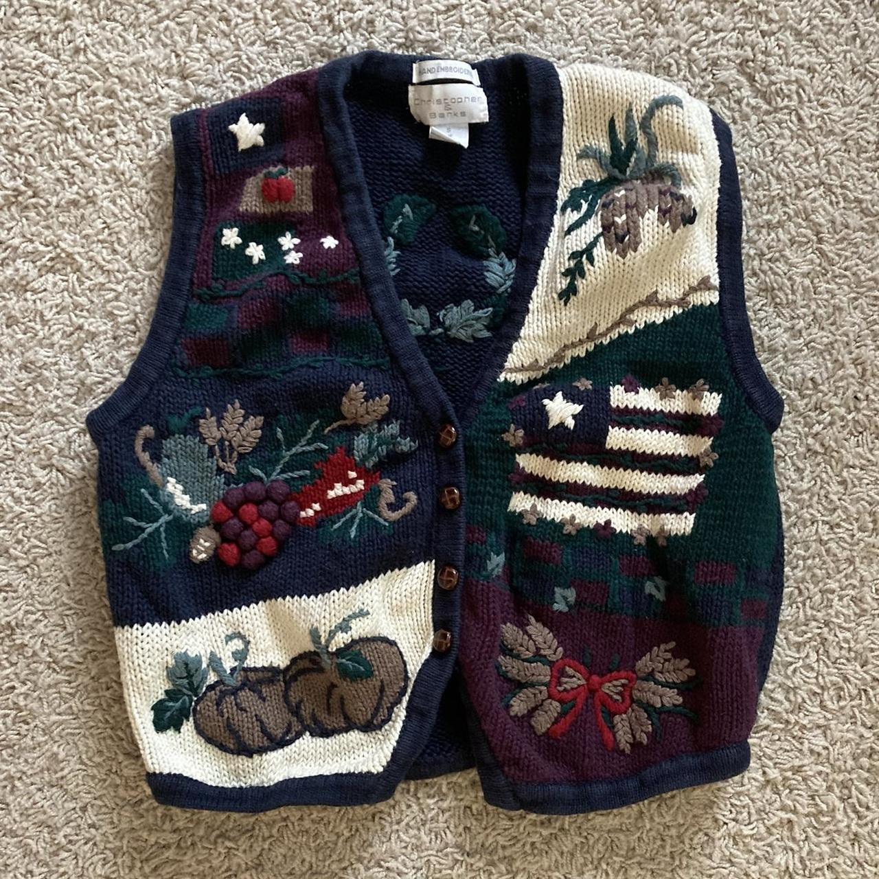 Christopher And Banks Hand Embroidered Sweater Depop