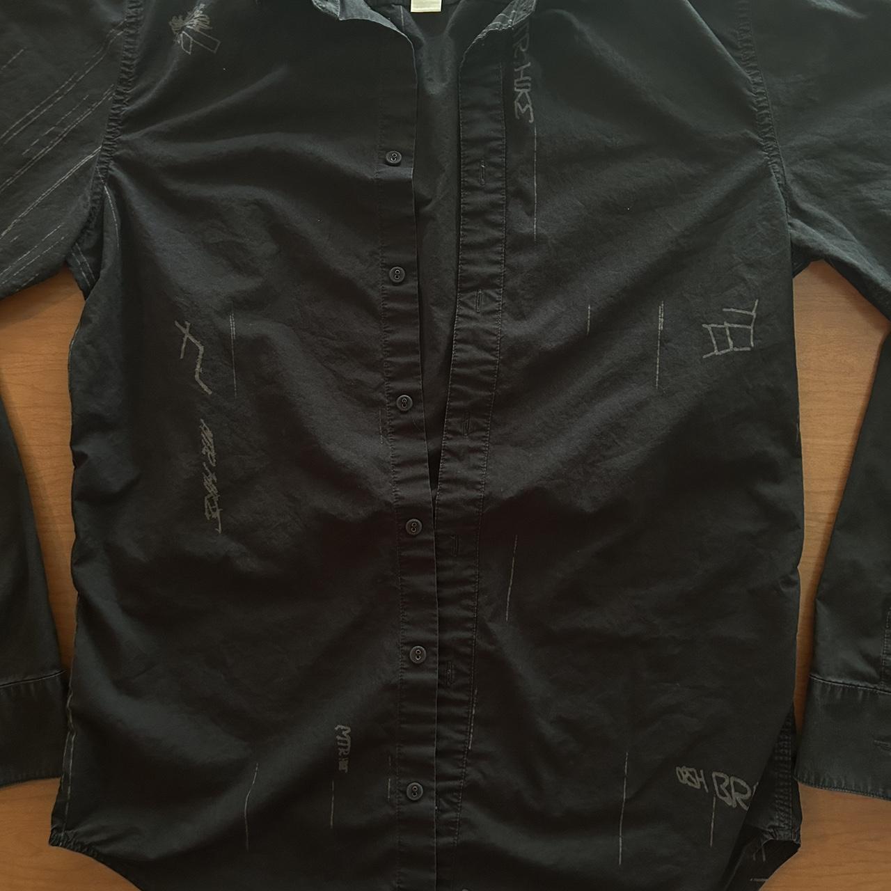 Vintage Diesel Button Up size L Black with Grey... - Depop