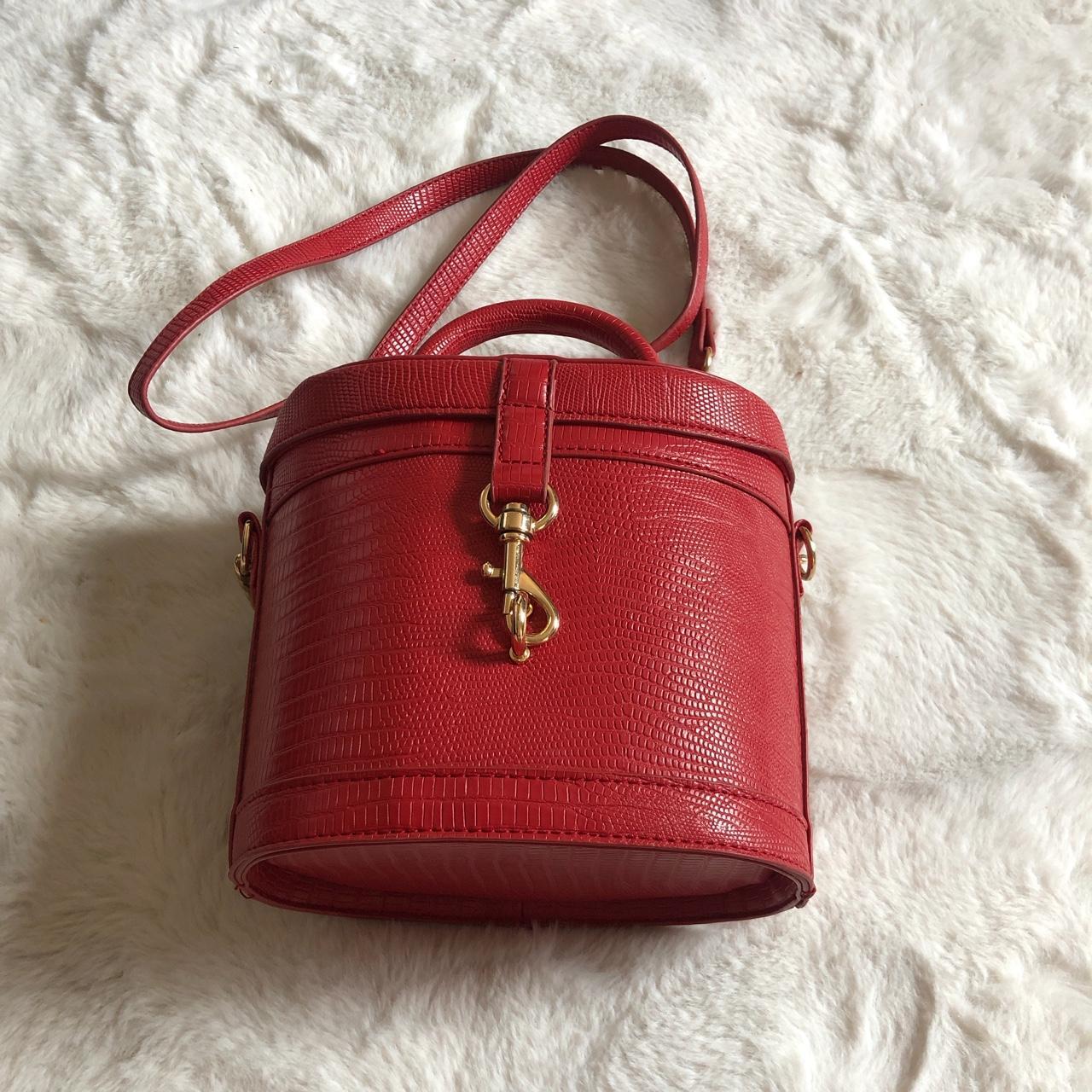 Primark red oval faux leather snakeskin imprint... - Depop