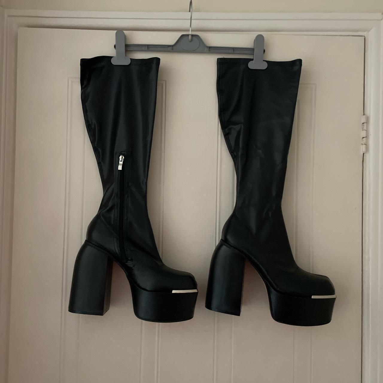 Ego platform knee high boots black faux leather... Depop